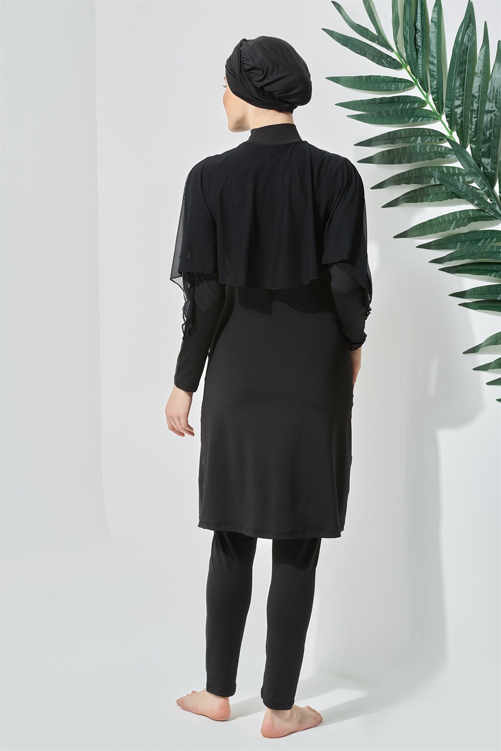 Likralı Tam Kapalı Tül Pelerin Tesettür Mayo 2030 Siyah