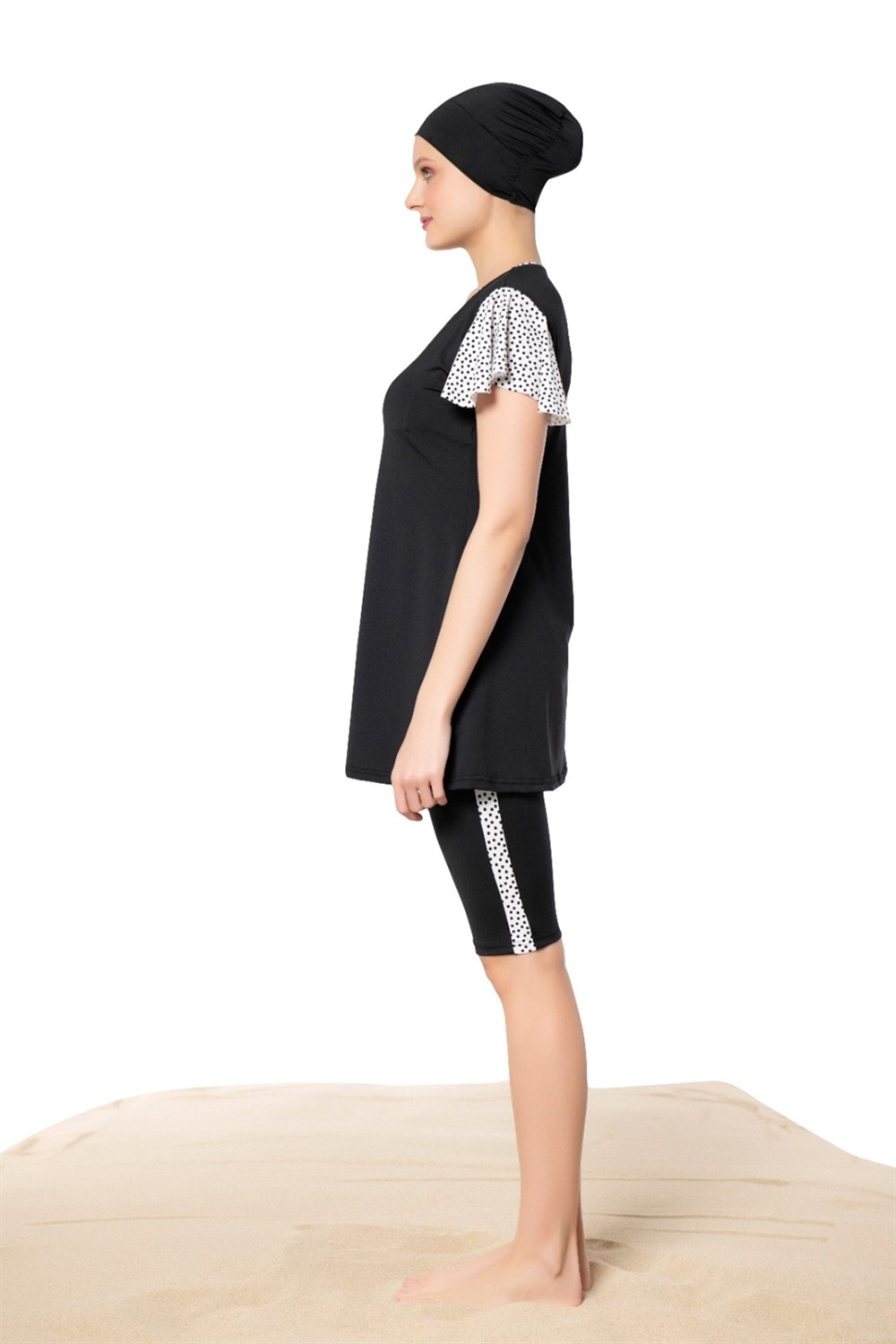 Likralı Taytlı Mayo Yarı Kapalı Mayo Tankini 22138-1