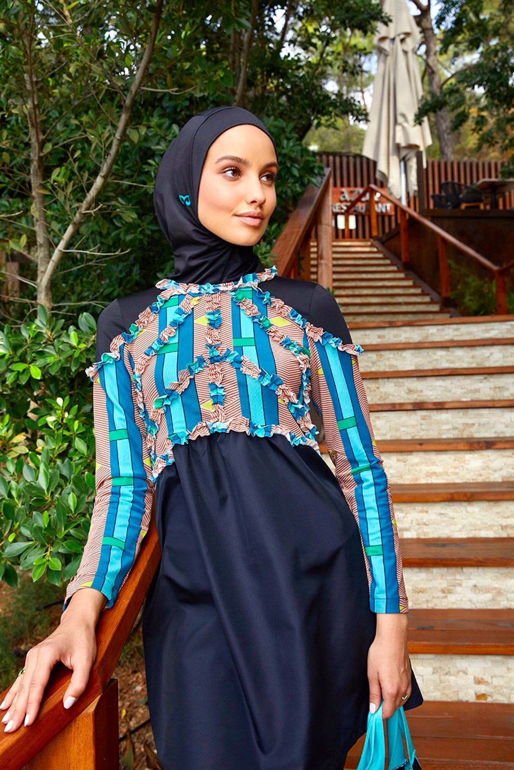 Mayovera Çizgi Tül Tasarım Mayo Tam Kapalı Mayo Remsa Mayo