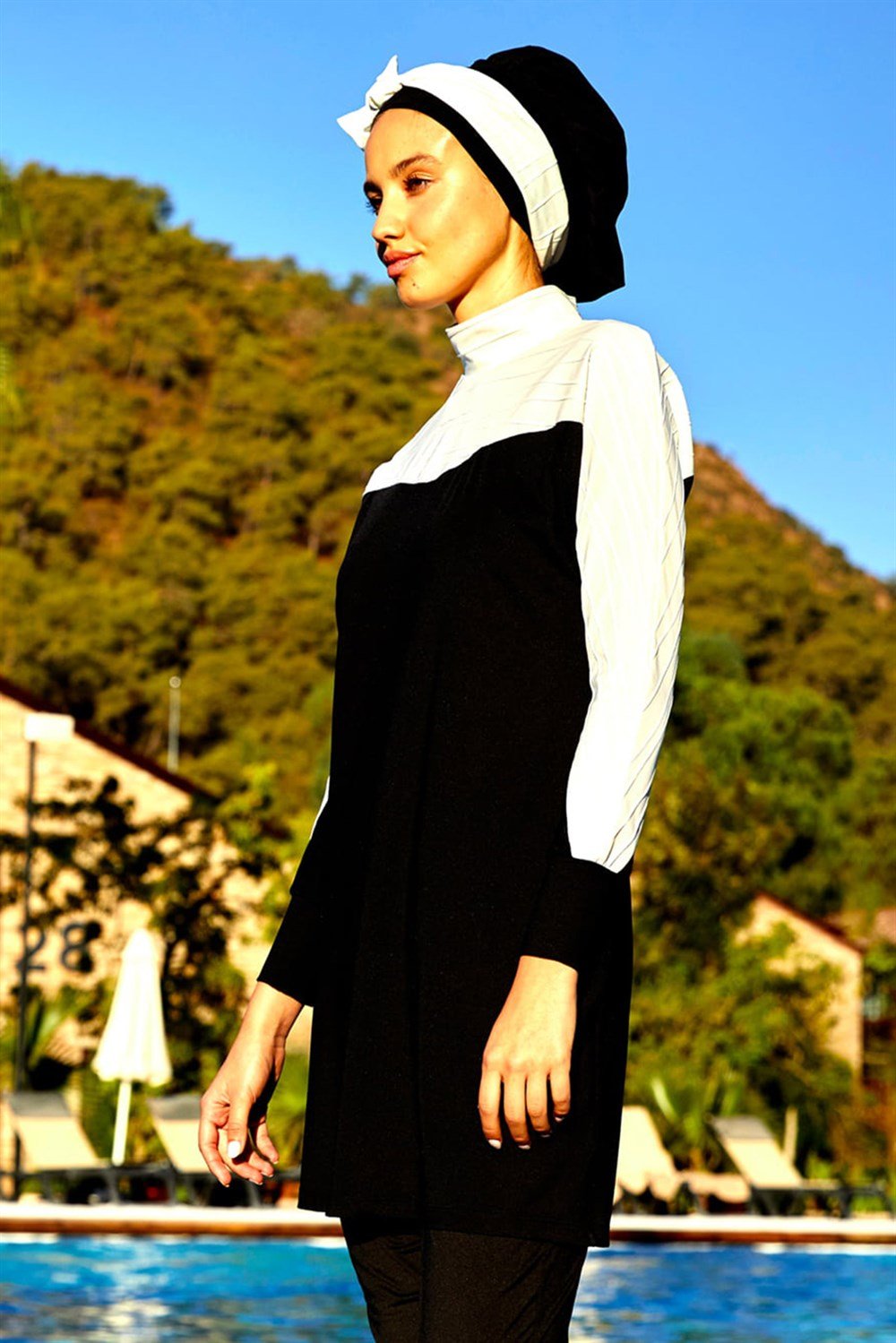 Mayovera Kabartma S&B Tasarım Mayo Tam Kapalı Siyah Beyaz Mayo Remsa Mayo