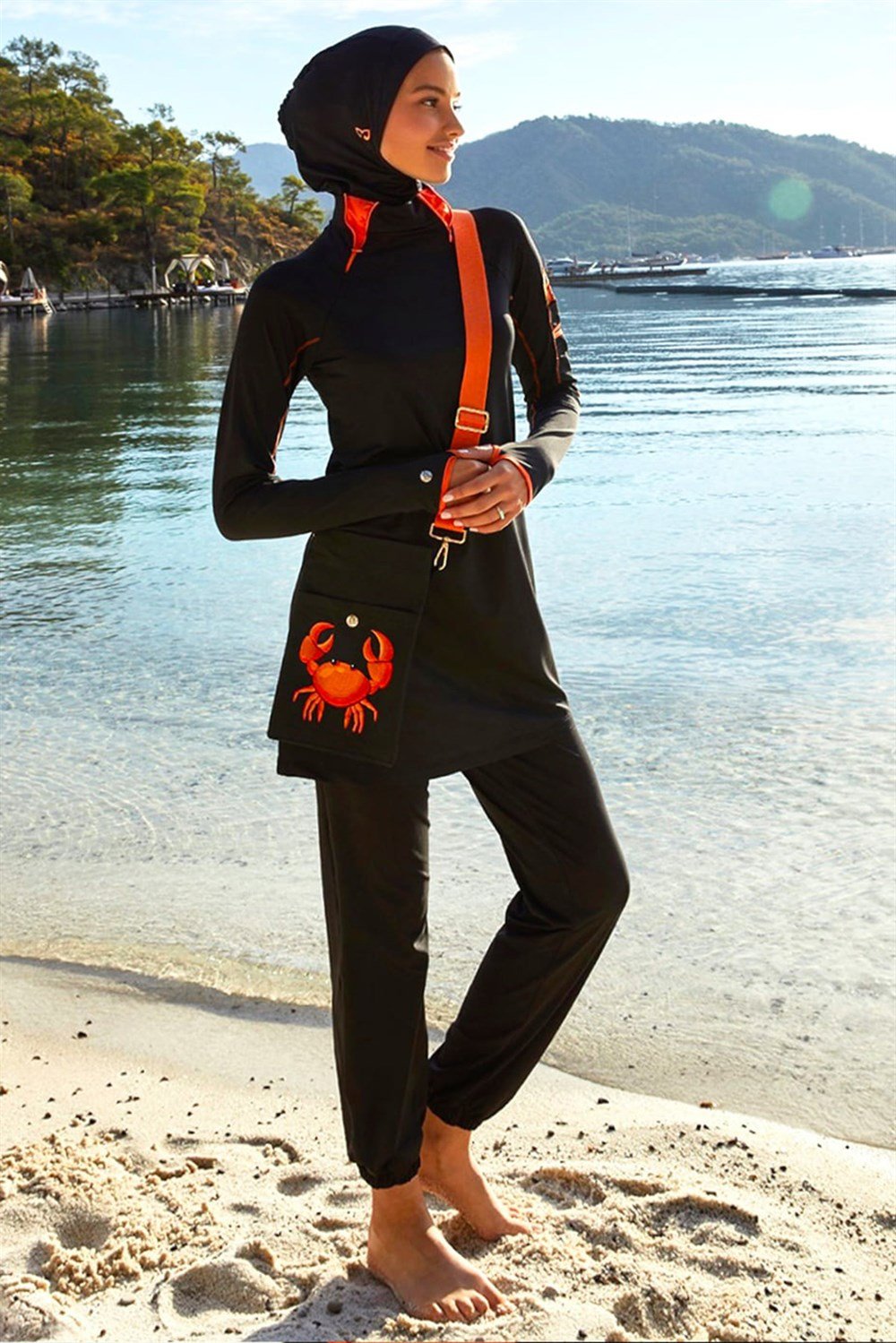 Mayovera Yengeç Nakışlı Tasarım Mayo Tam Kapalı Mayo Remsa Mayo