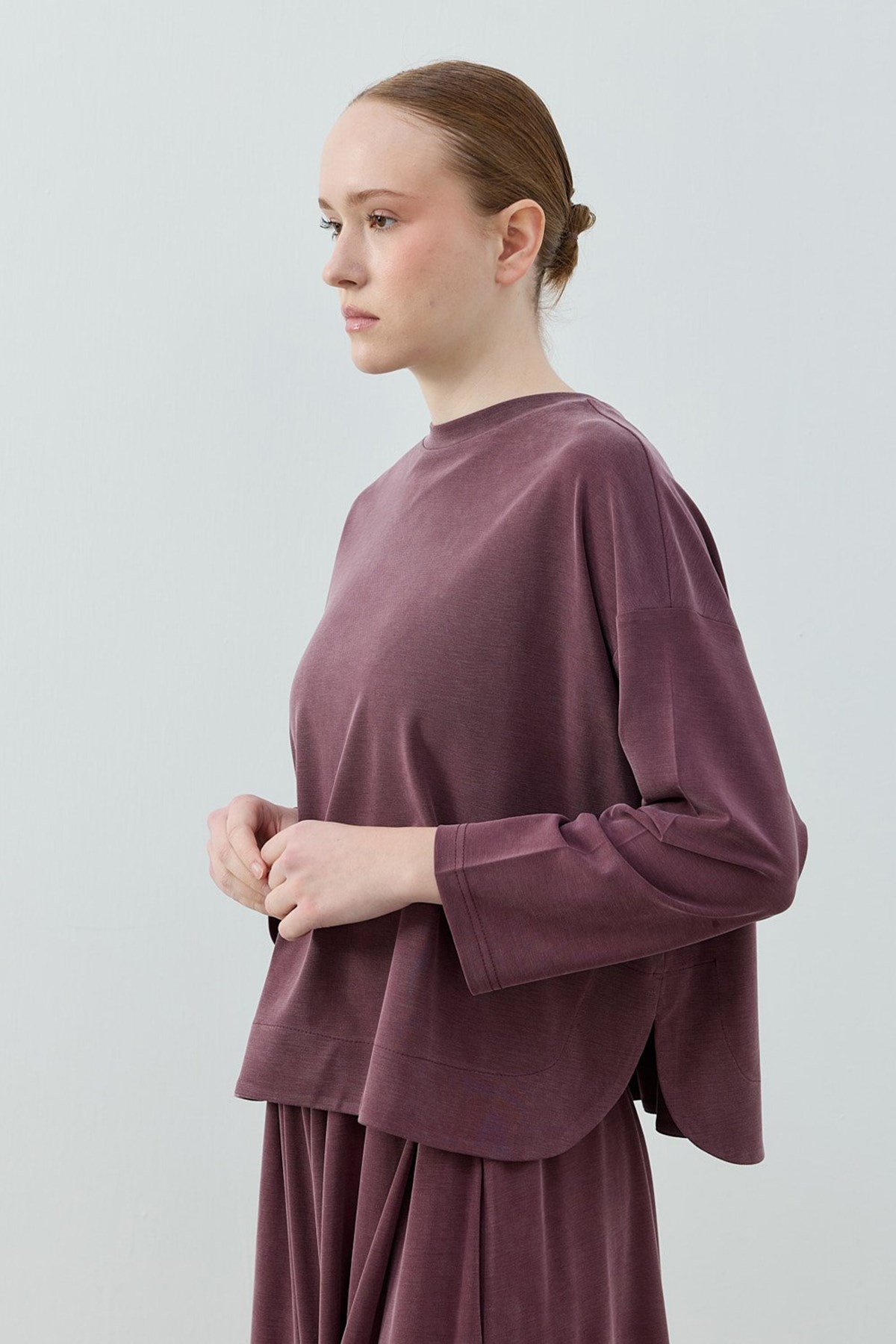 Merwish Basic Bambu Pantolonlu Takım 1804 Bordo