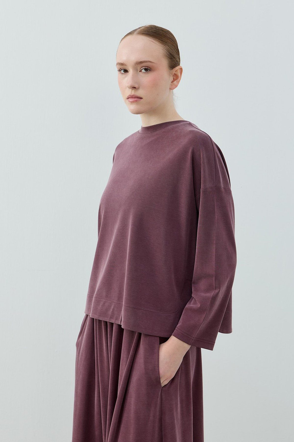 Merwish Basic Bambu Pantolonlu Takım 1804 Bordo