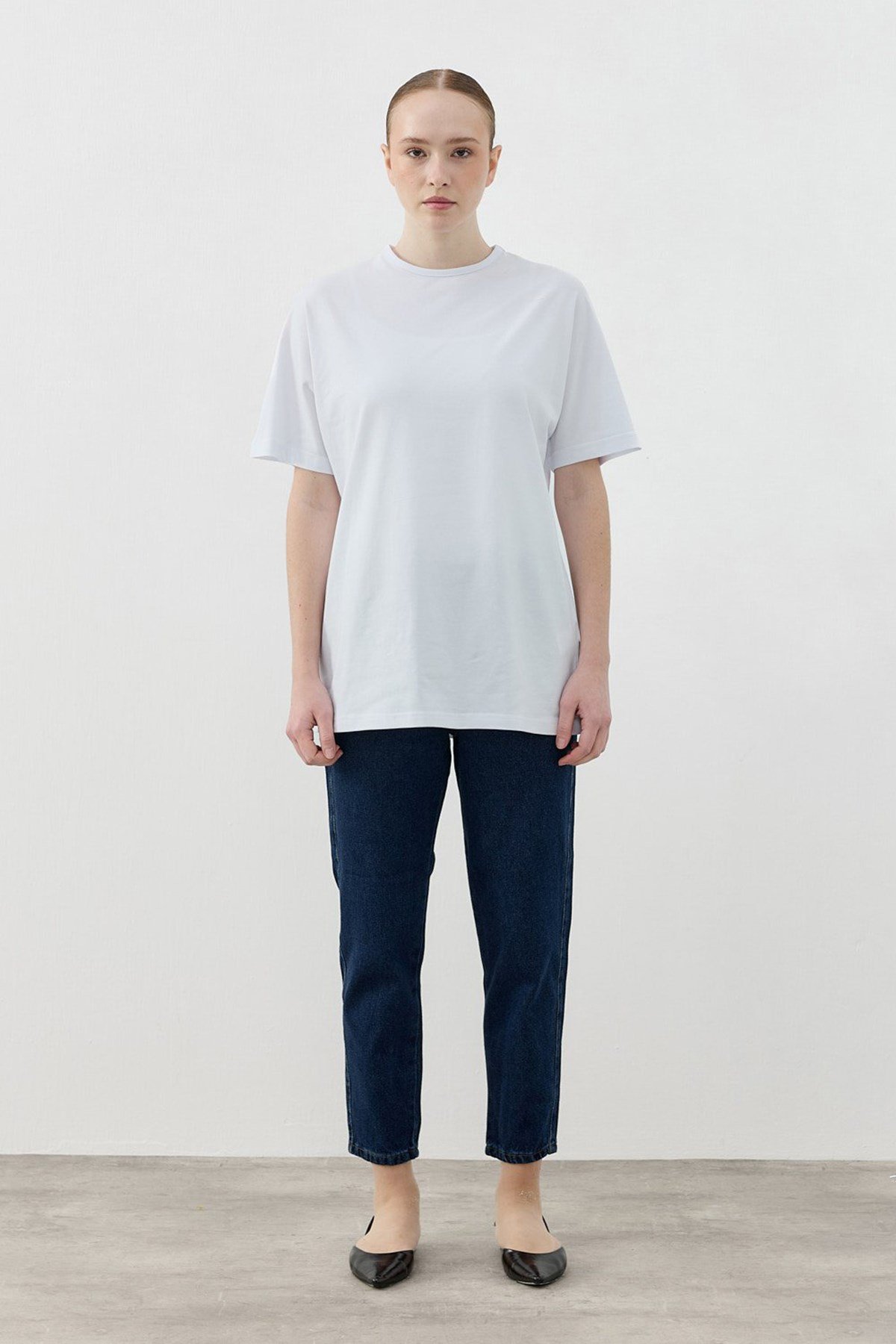 Merwish Kısa Kol Basic Pamuklu Tişört 1809 Beyaz