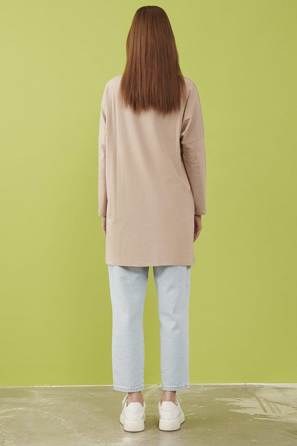 Merwishop Broş Cepli Tunik Bej