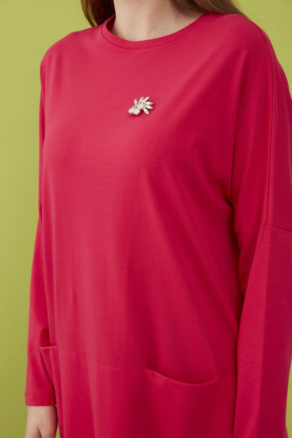 Merwishop Broş Cepli Tunik Fuşya