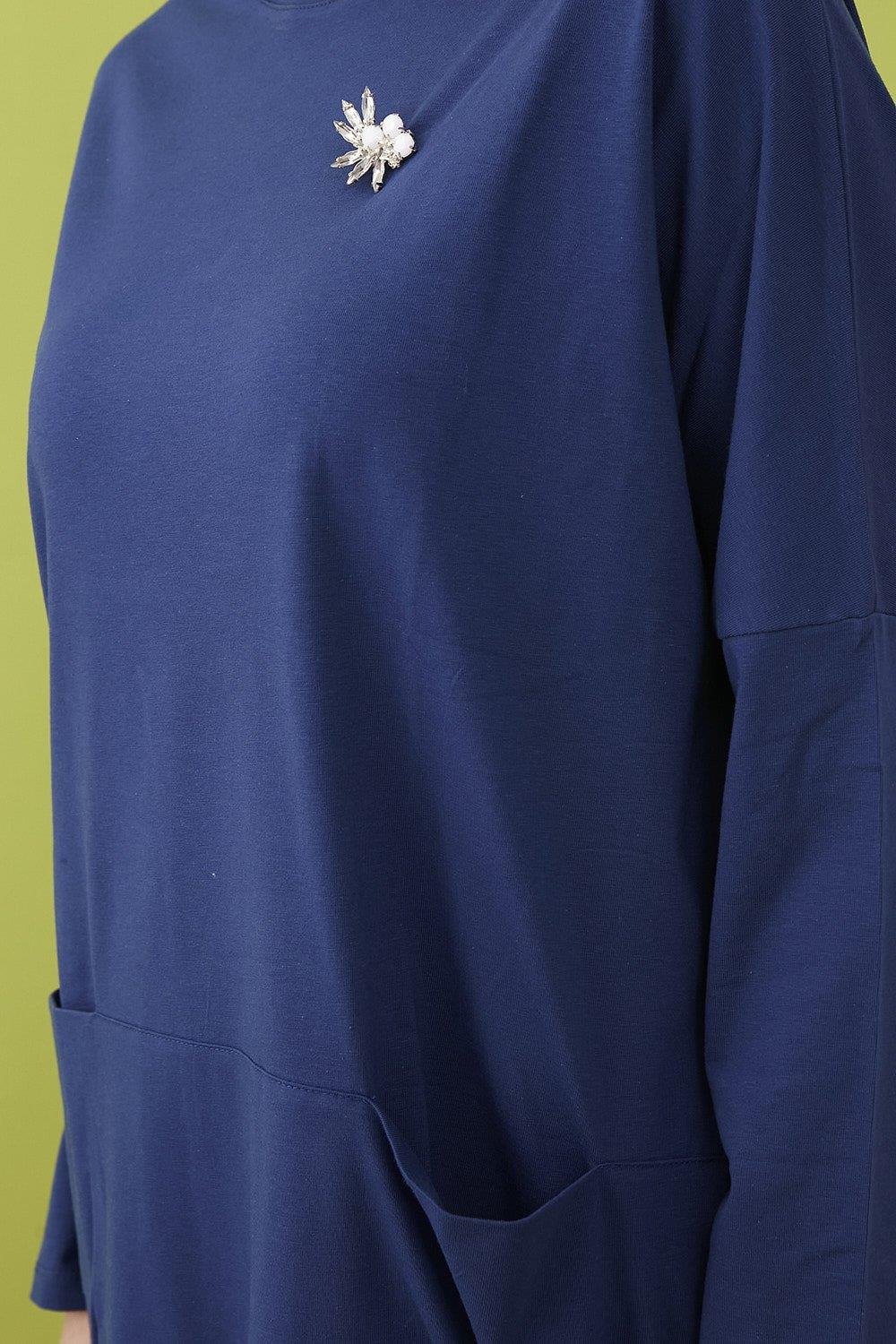 Merwishop Broş Cepli Tunik İndigo