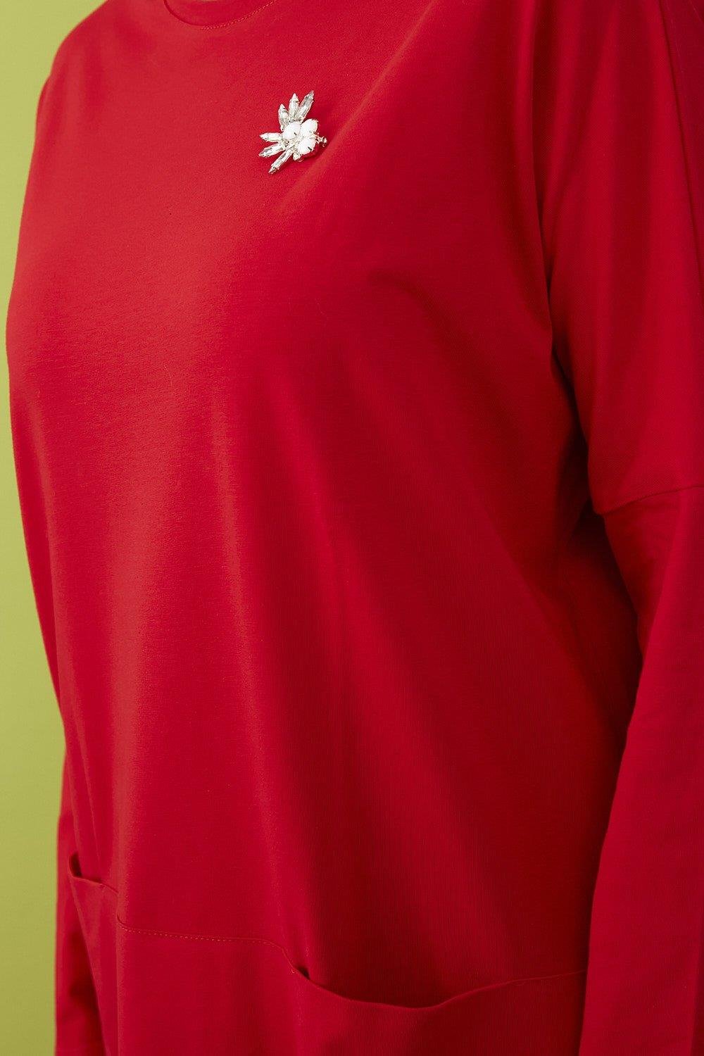 Merwishop Broş Cepli Tunik Kırmızı