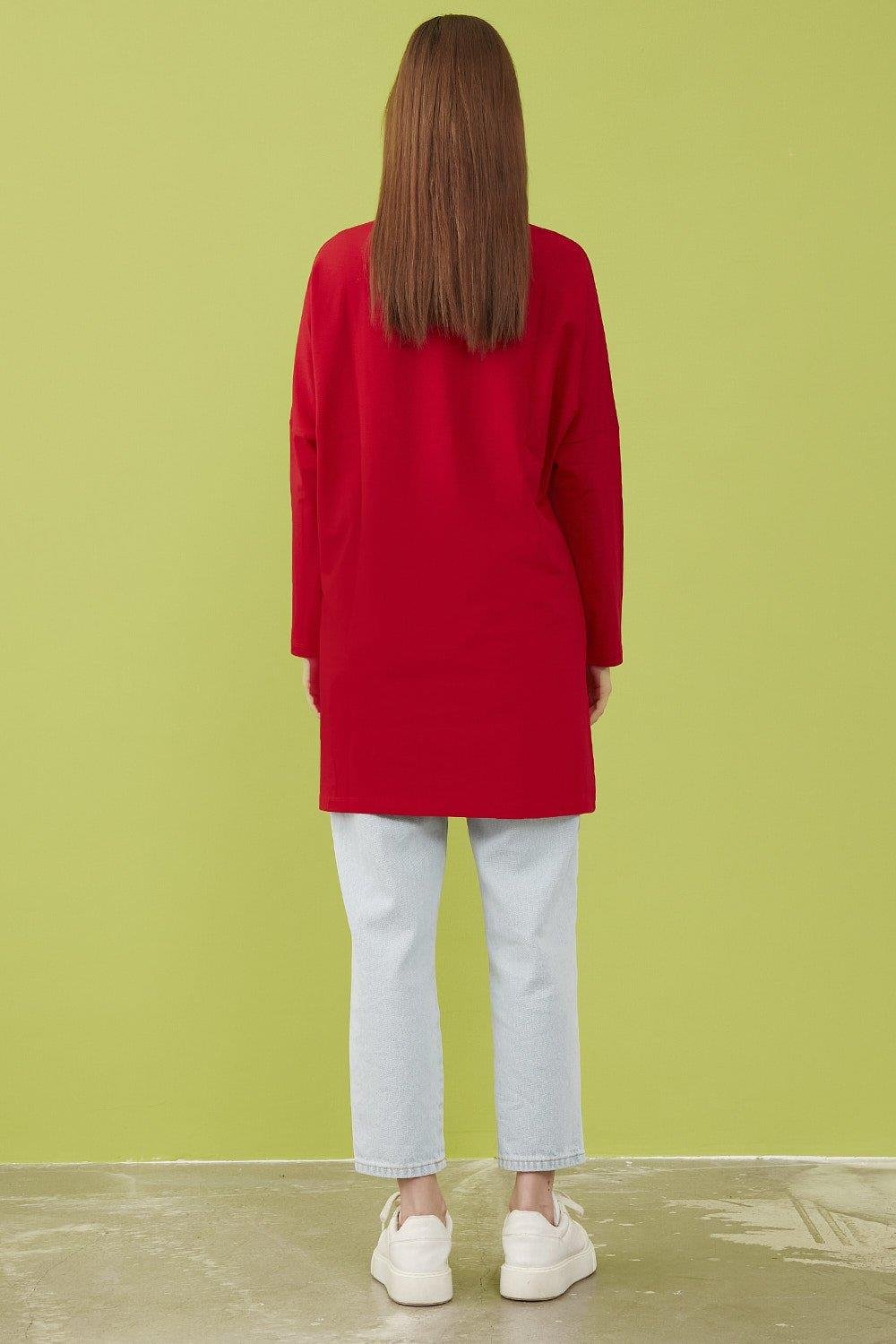 Merwishop Broş Cepli Tunik Kırmızı