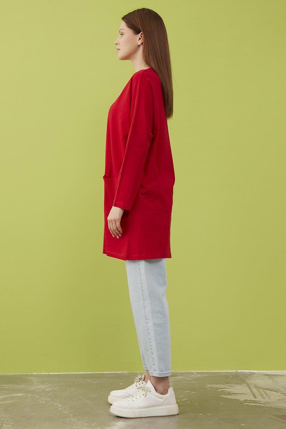 Merwishop Broş Cepli Tunik Kırmızı