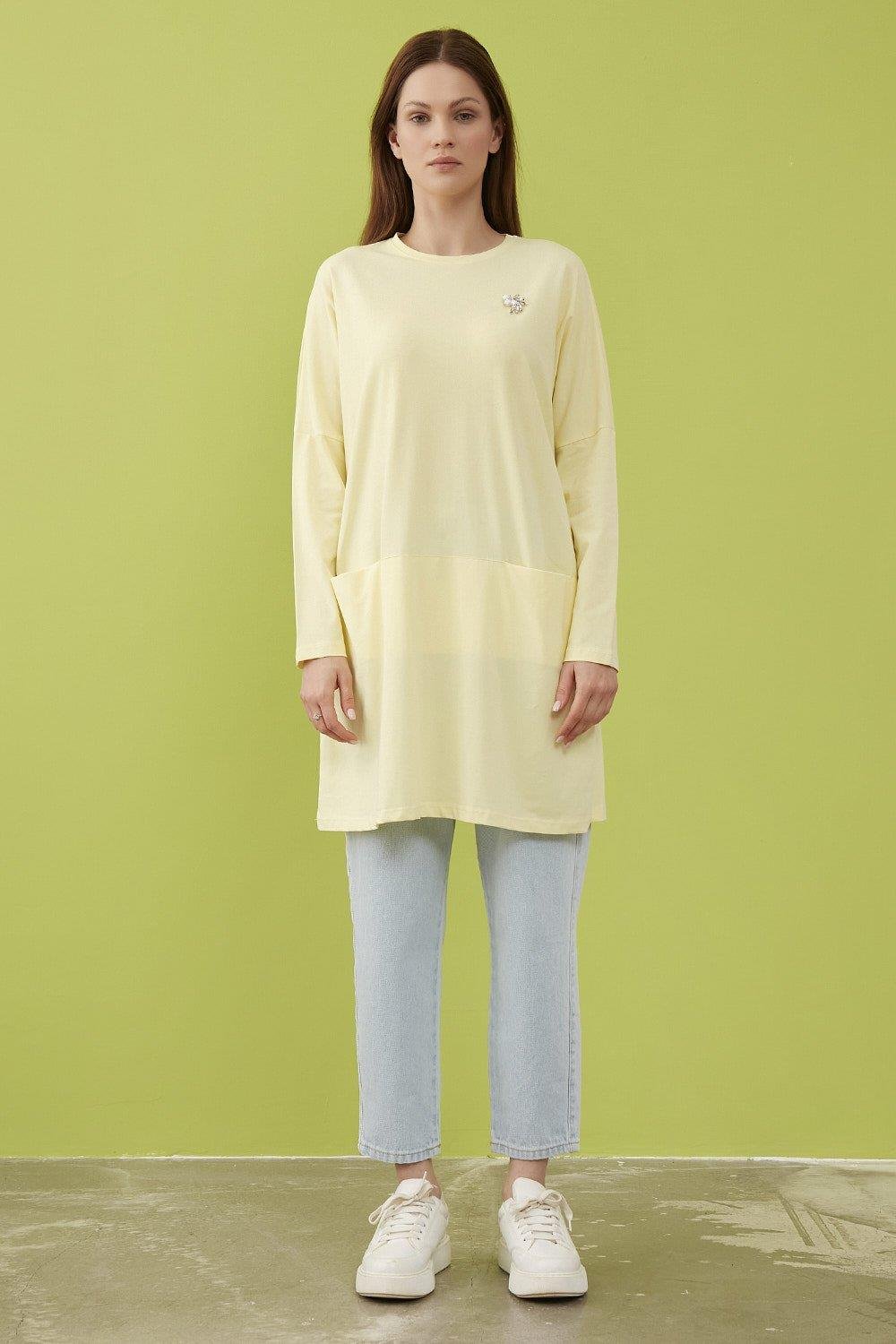 Merwishop Broş Cepli Tunik Sarı