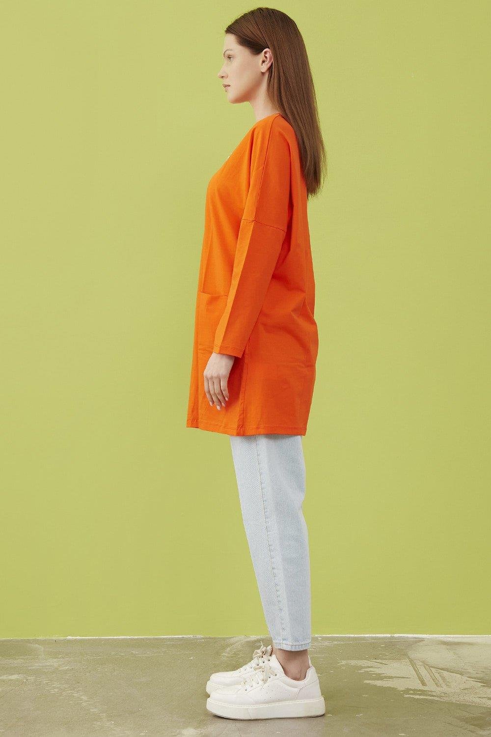 Merwishop Broş Cepli Tunik Turuncu