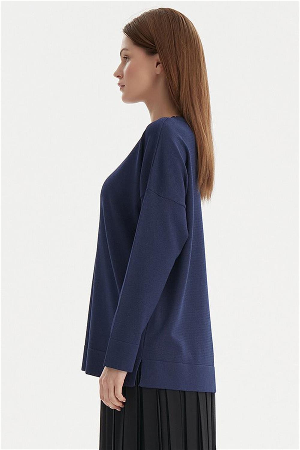 Merwishop Kısa Etek Üstü Merserize Tunik Lacivert