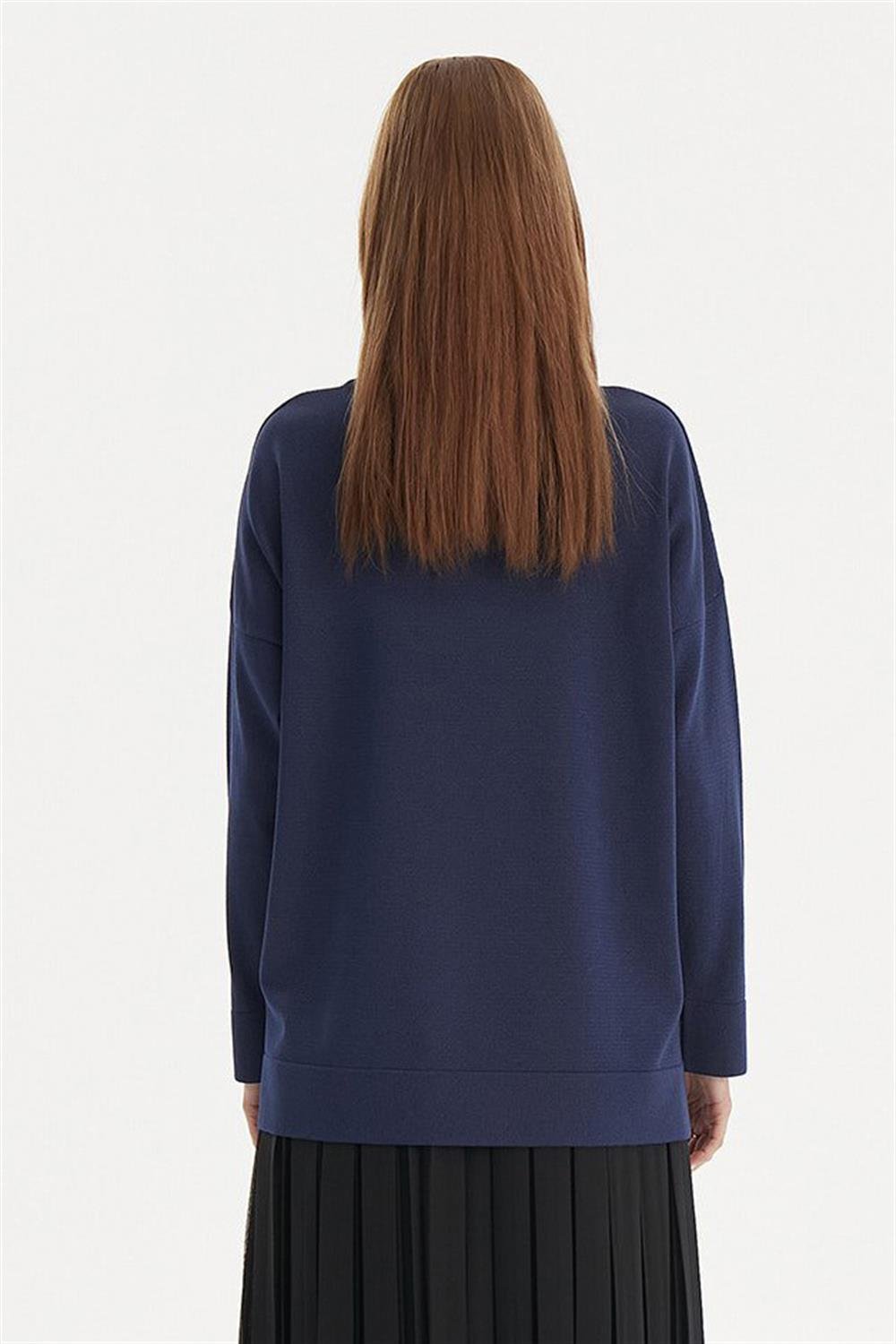 Merwishop Kısa Etek Üstü Merserize Tunik Lacivert