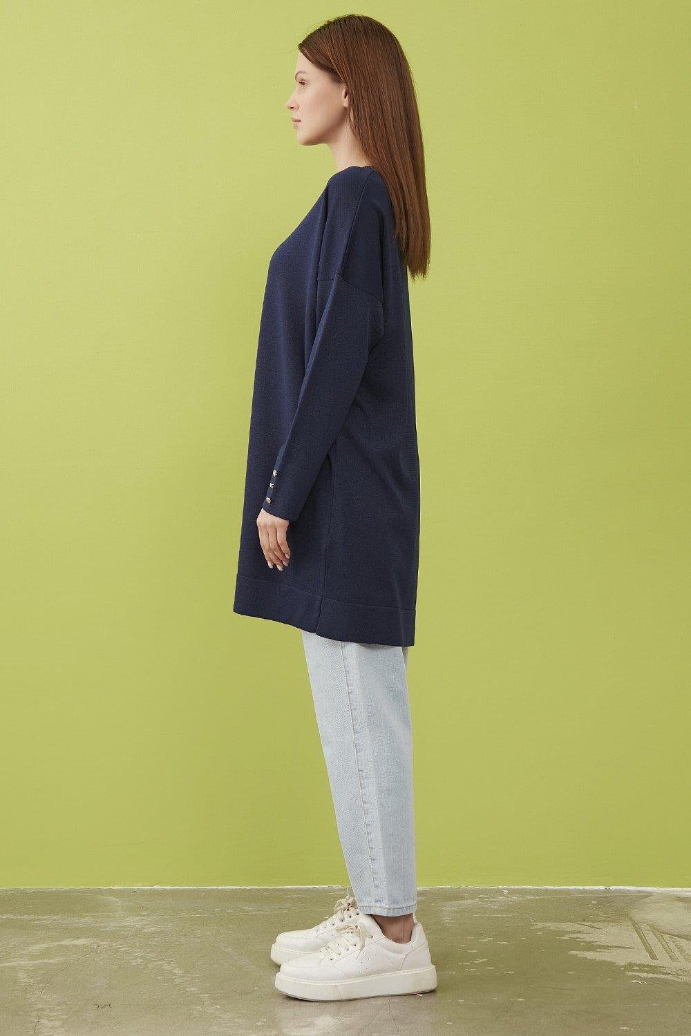 Merwishop Simli Triko Tunik Lacivert