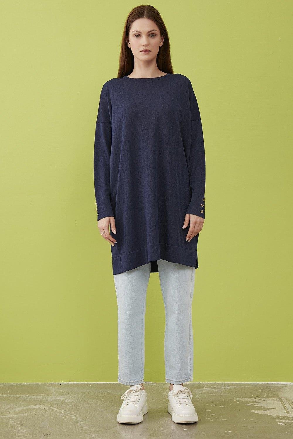 Merwishop Simli Triko Tunik Lacivert