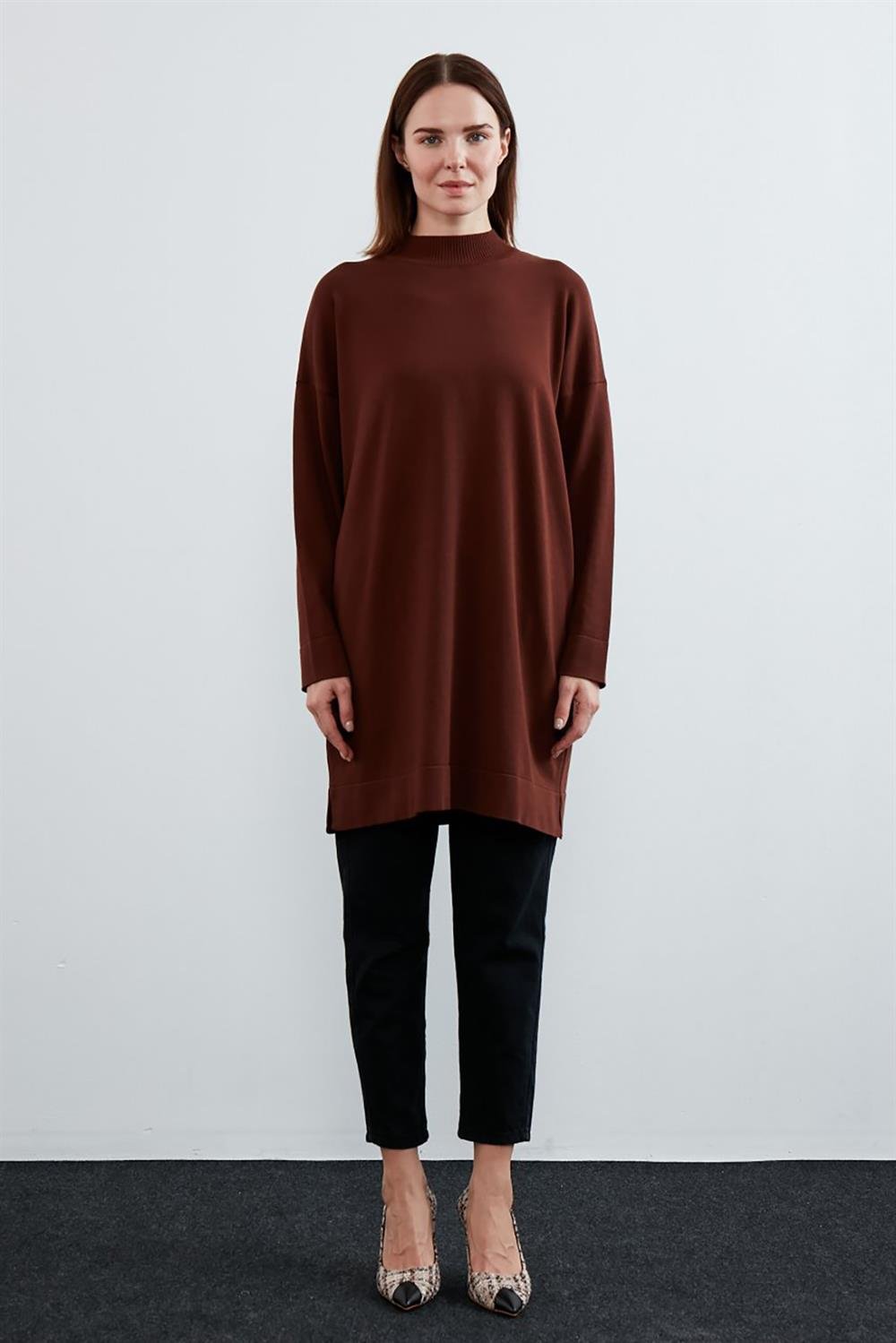 Merwishop Triko Tunik Kahverengi