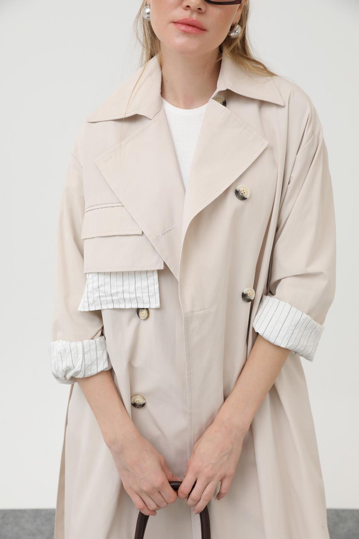 Mevsimlik Trençkot 32141 Bej