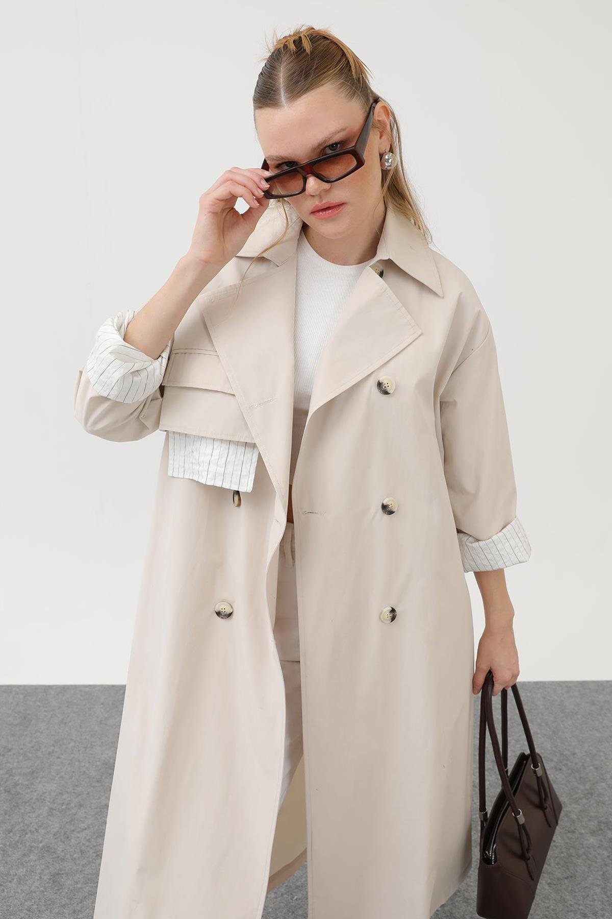 Mevsimlik Trençkot 32141 Bej