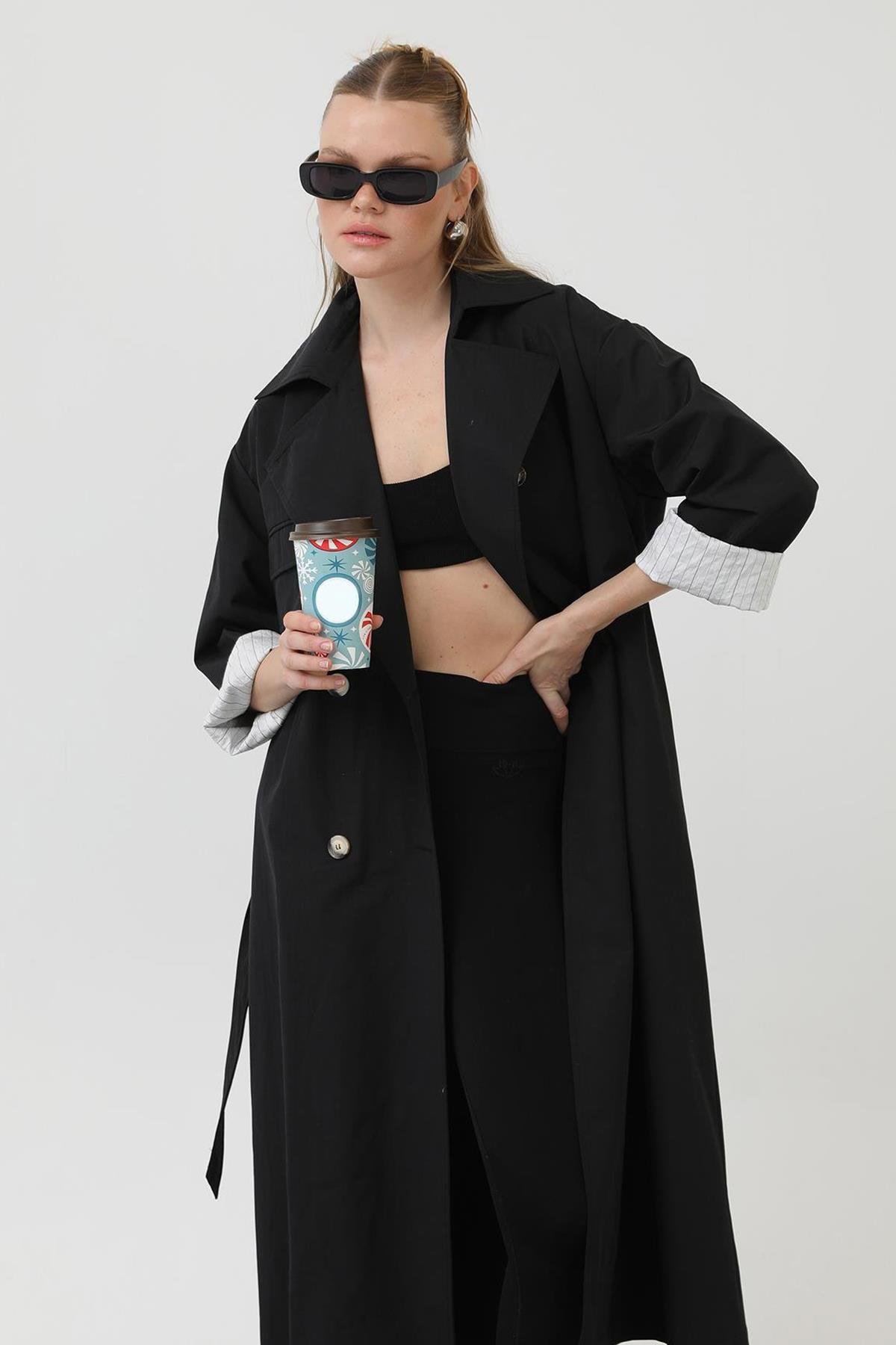 Mevsimlik Trençkot 32141 Siyah