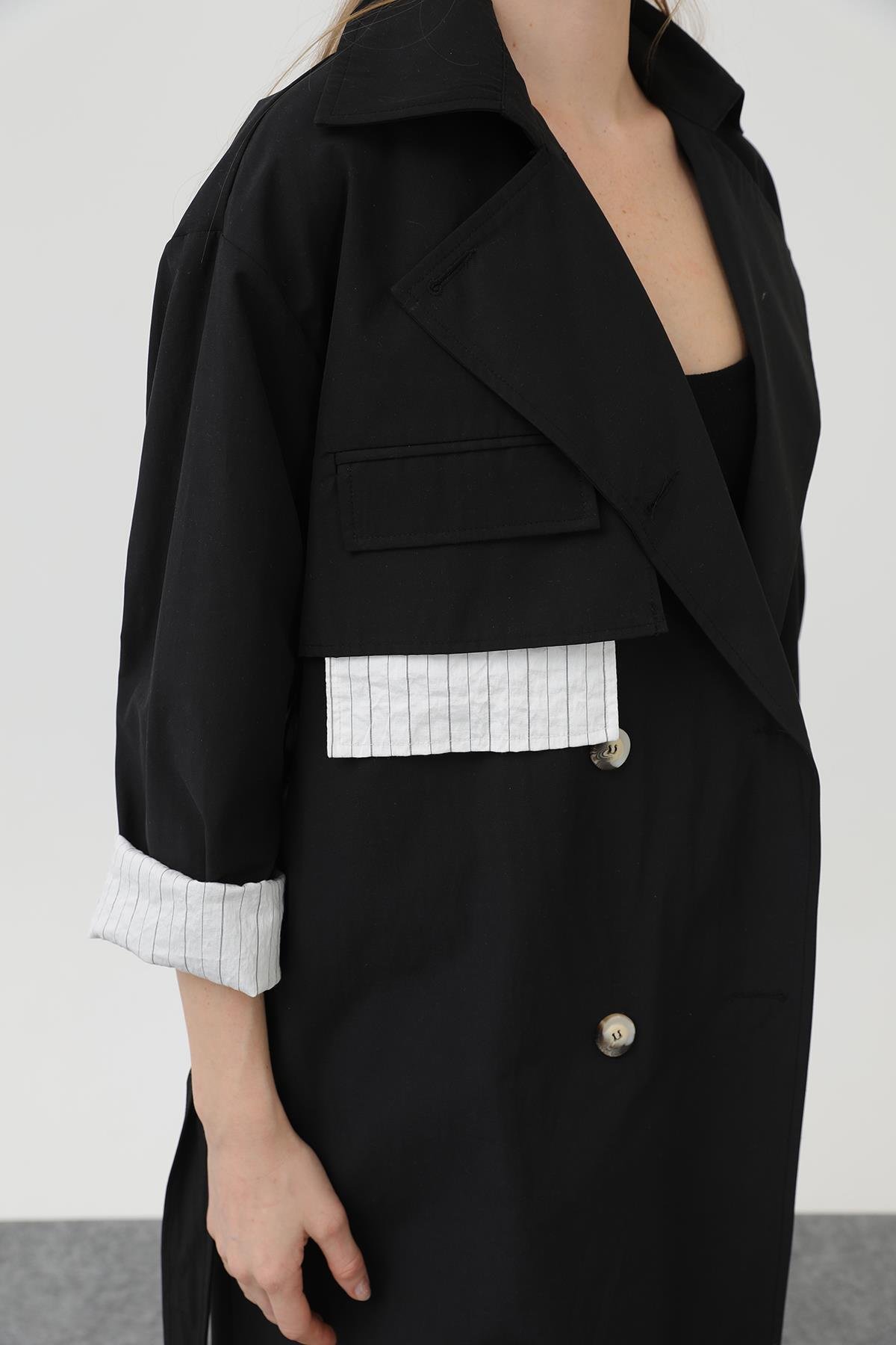 Mevsimlik Trençkot 32141 Siyah