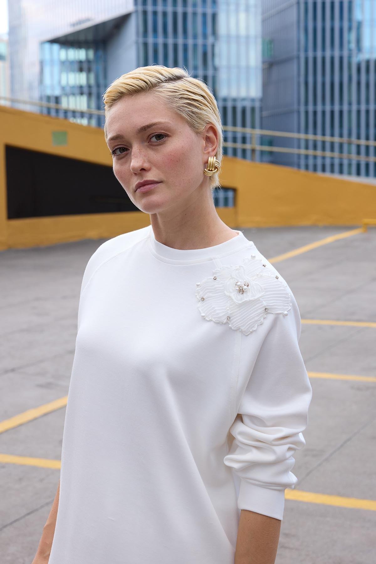 Missemramiss Aksesuarlı Comfort Sweatshirt 4631 Ekru