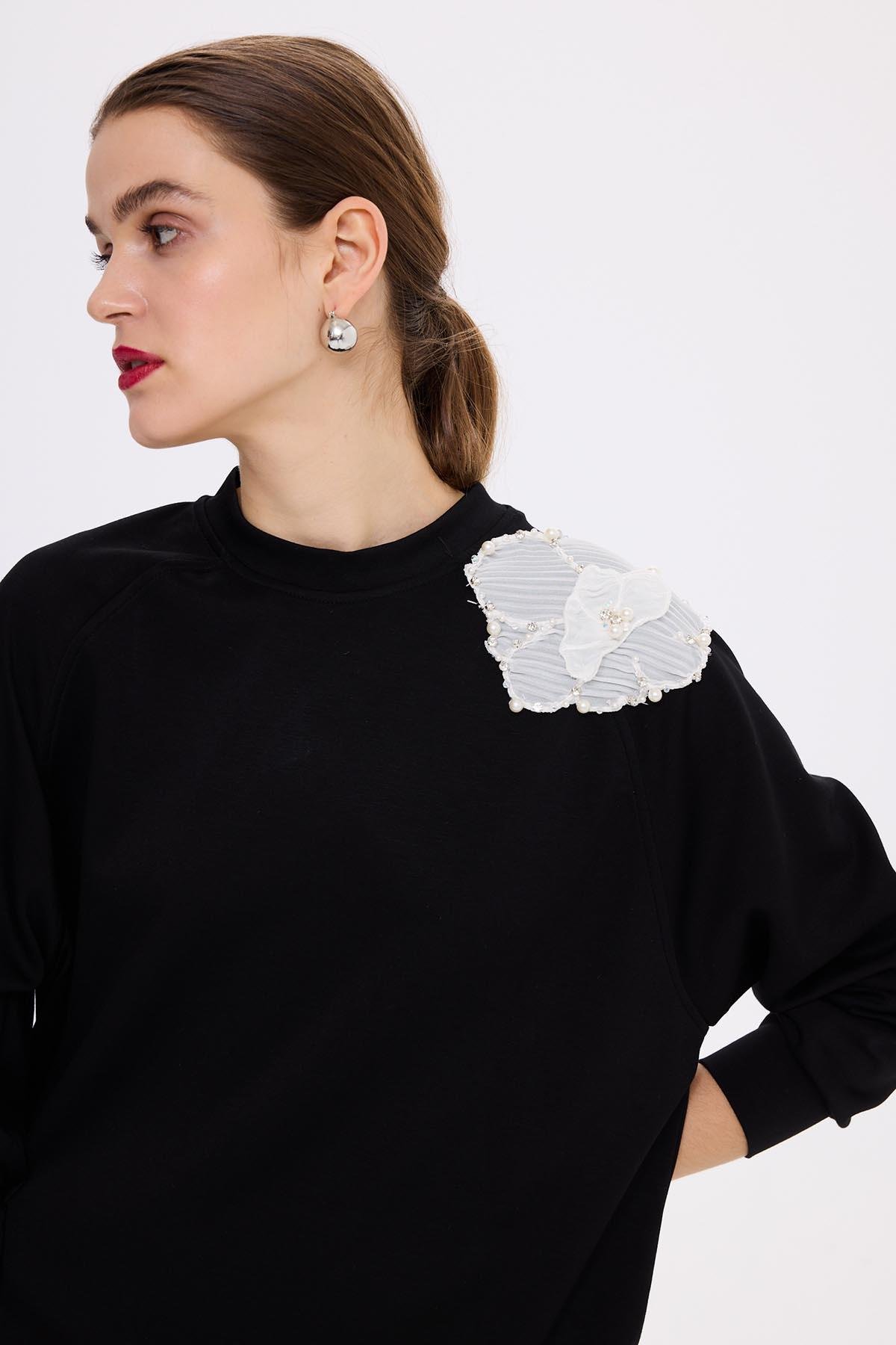 Missemramiss Aksesuarlı Comfort Sweatshirt 4631 Siyah