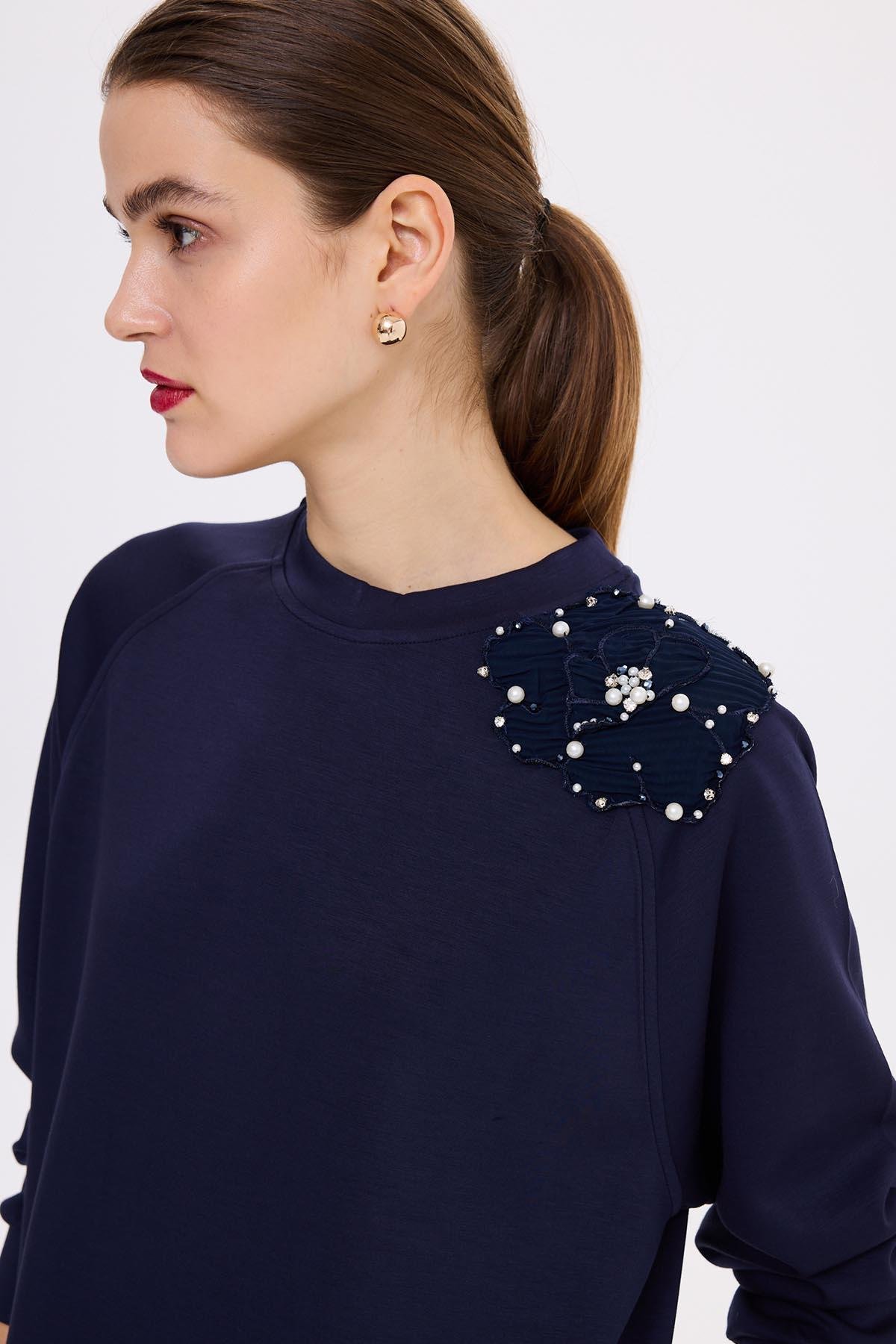 Missemramiss Aksesuarlı Comfort Sweatshirt 4631 Lacivert