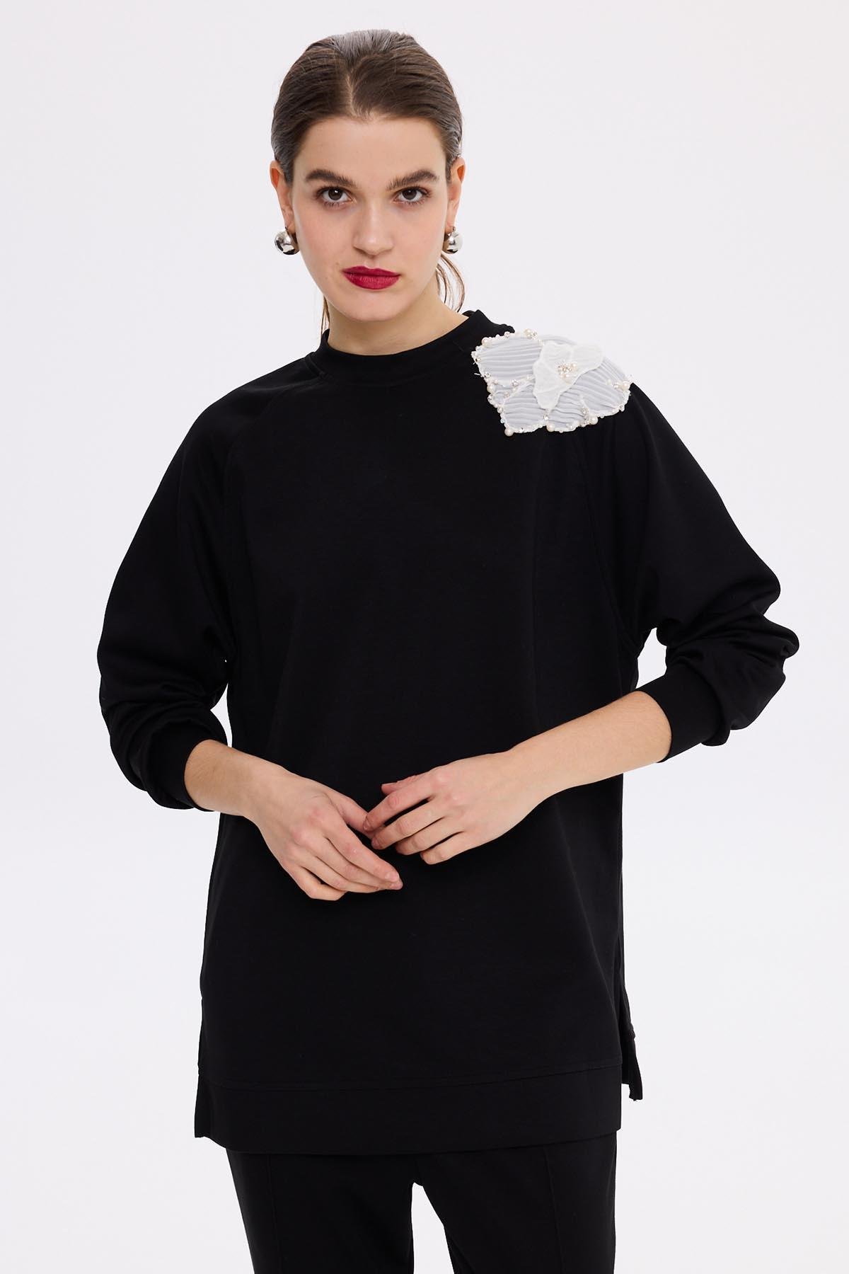 Missemramiss Aksesuarlı Comfort Sweatshirt 4631 Siyah