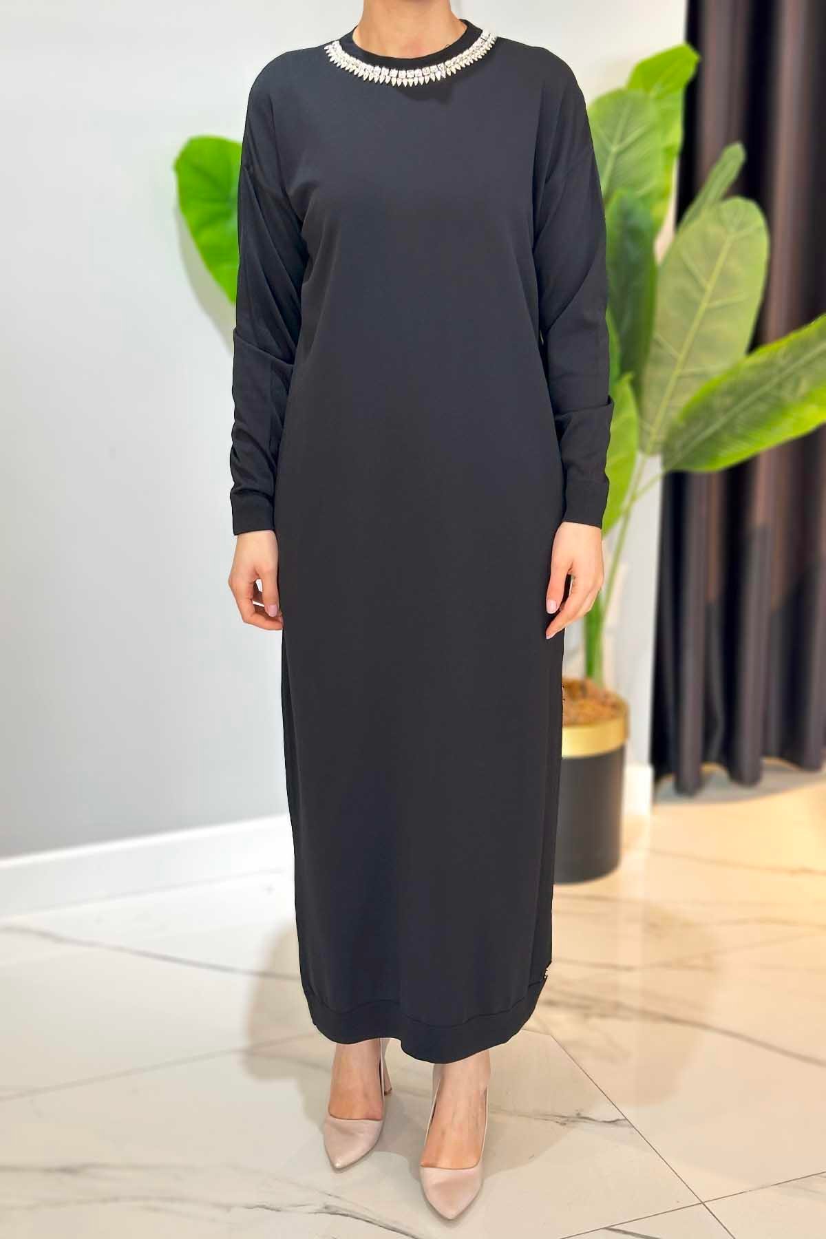 Missemramiss Amore Taş İşlemeli Triko Elbise 4712 Siyah