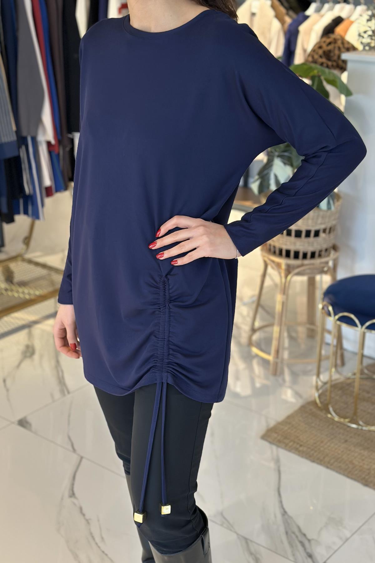 Missemramiss Basic Büzgü Detay Tunik 4628 Lacivert