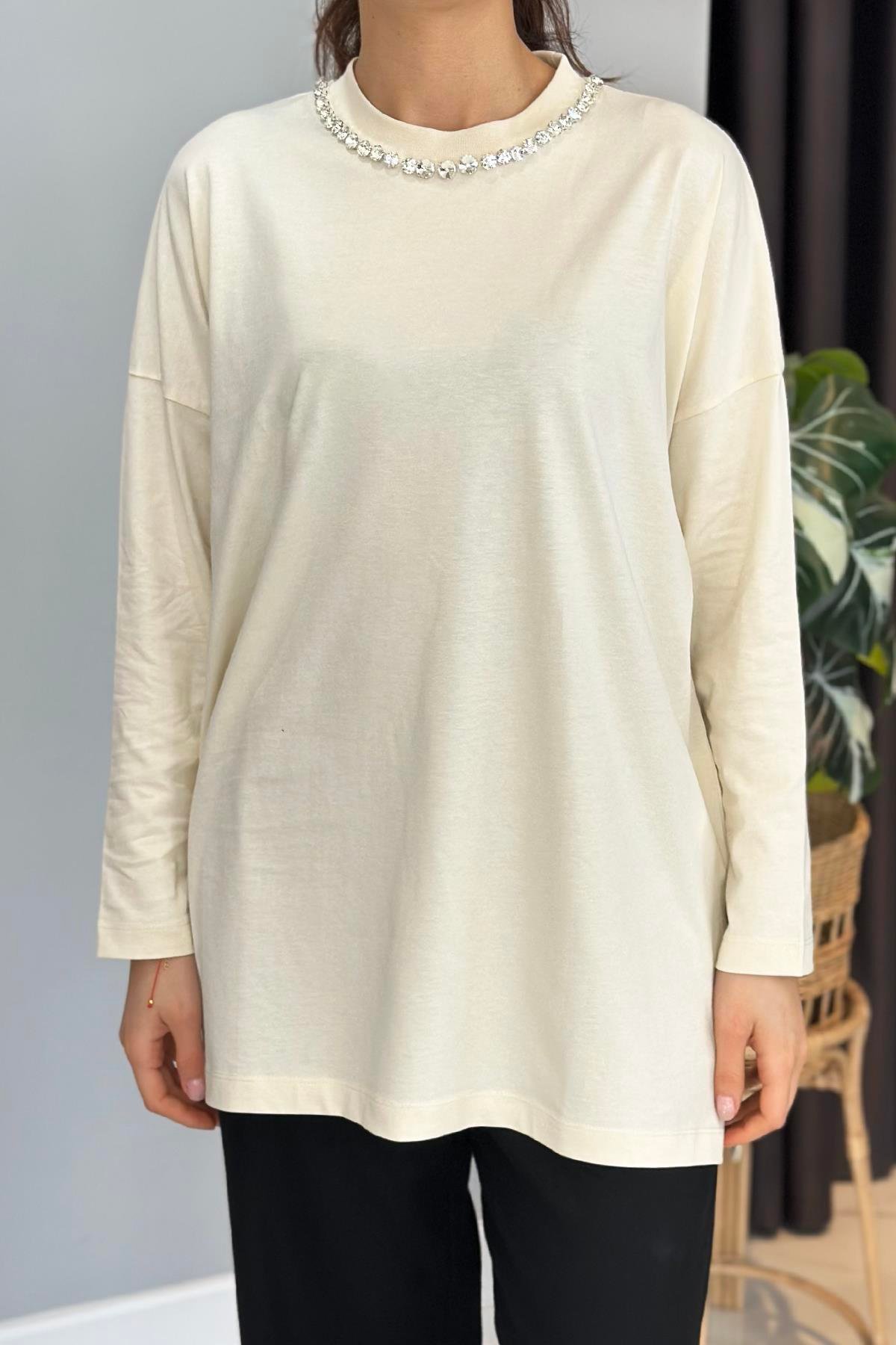 Missemramiss Basic Sweatshirt 4737 Krem