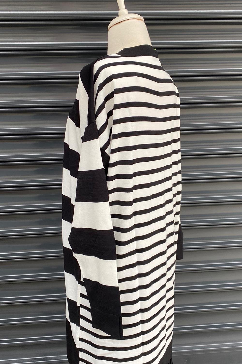 Missemramiss Çizgili Merserize Hırka 3842 Siyah