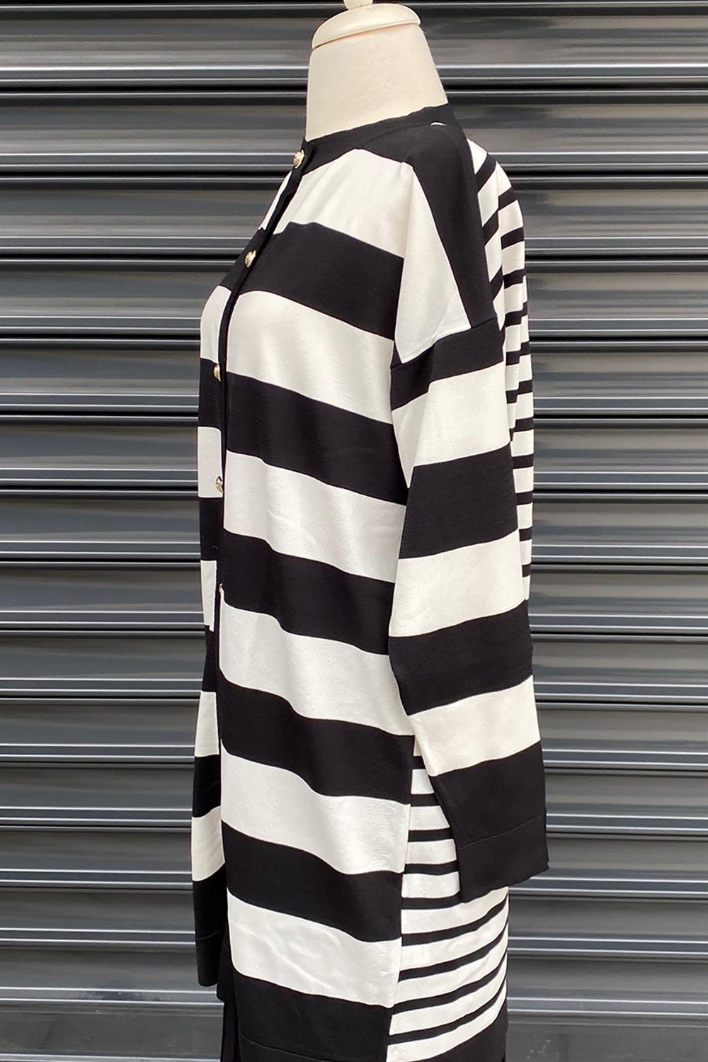 Missemramiss Çizgili Merserize Hırka 3842 Siyah