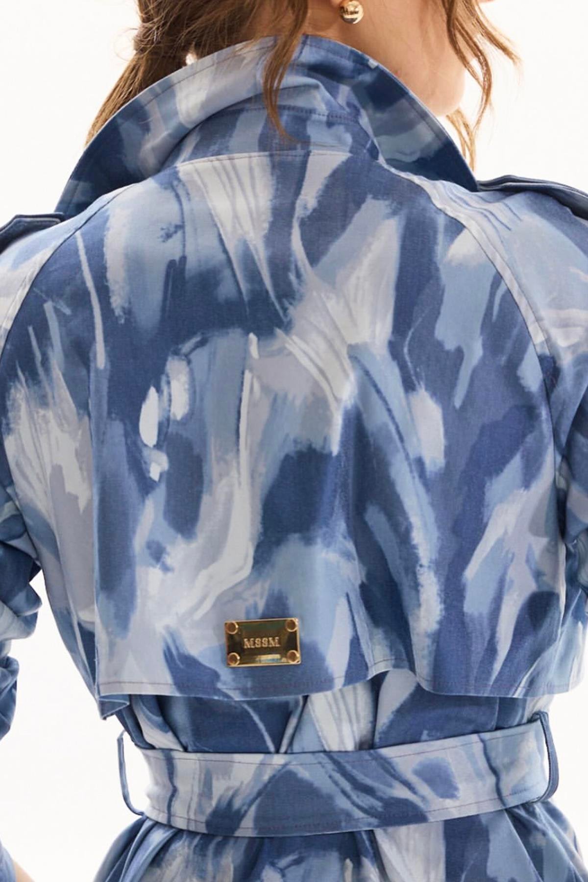 Missemramiss Desen Detay Denim Trençkot 4818 Mavi