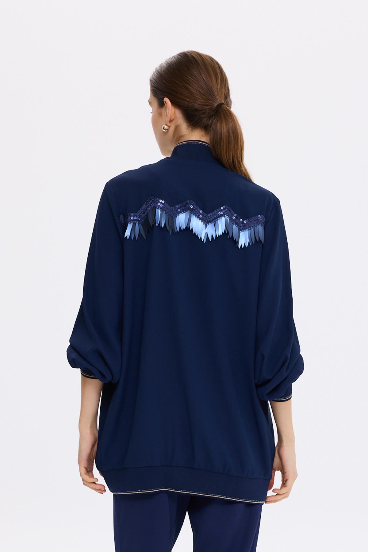 Missemramiss Disegno Aksesuarlı Bomber Ceket 4600 Lacivert