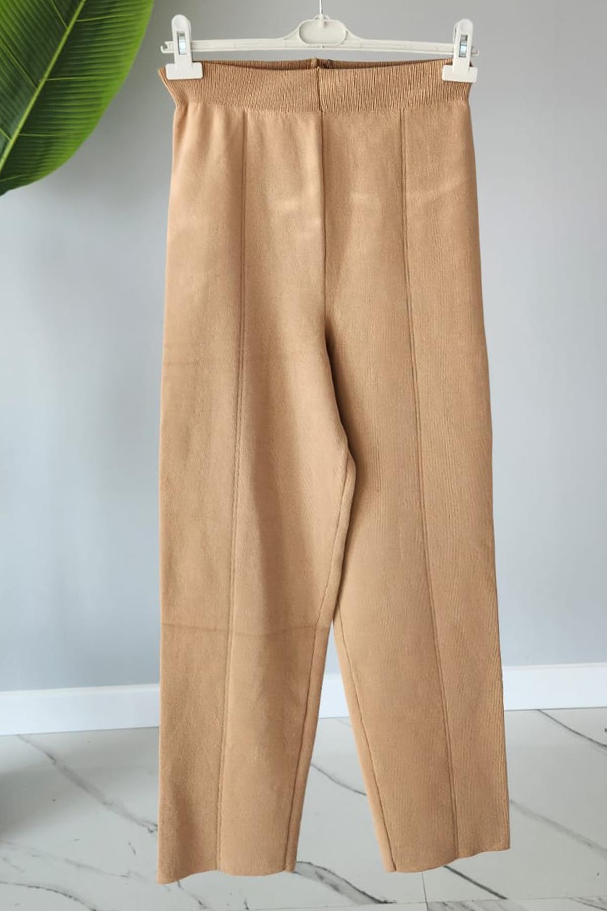 Missemramiss Elegante Pamuklu Triko Pantalon 4159 Camel