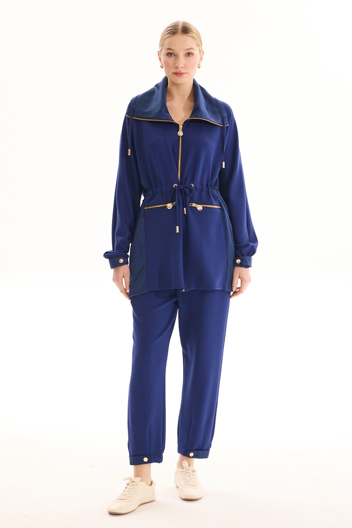 Missemramiss Fermuarlı Ceket Pantolon Magnolia Takım 4740 Lacivert