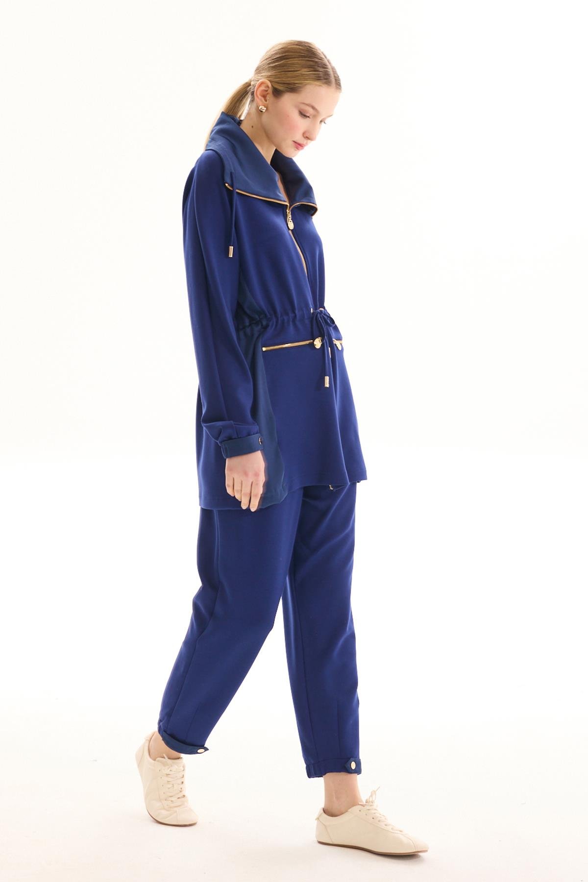 Missemramiss Fermuarlı Ceket Pantolon Magnolia Takım 4740 Lacivert