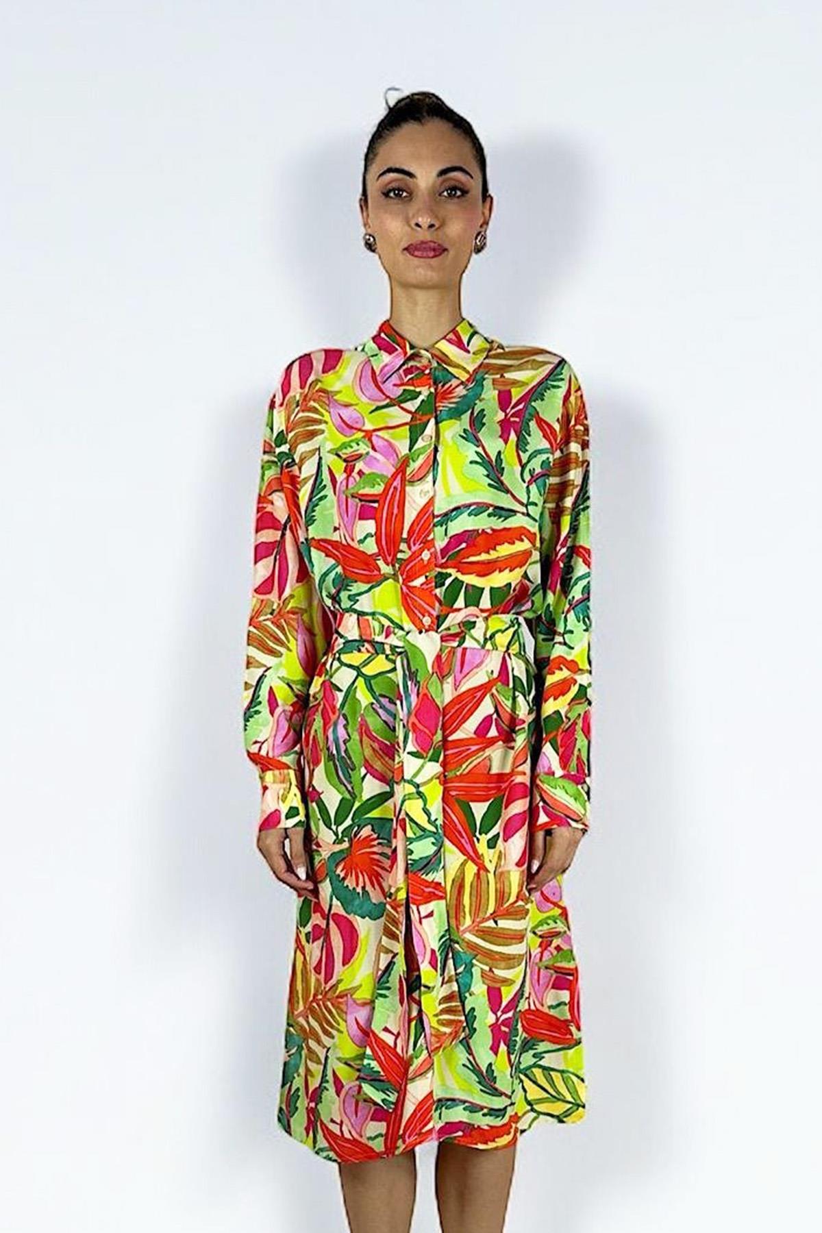 Missemramiss Floş Viskon Summer Gömlek Tunik 3938 Multi Color