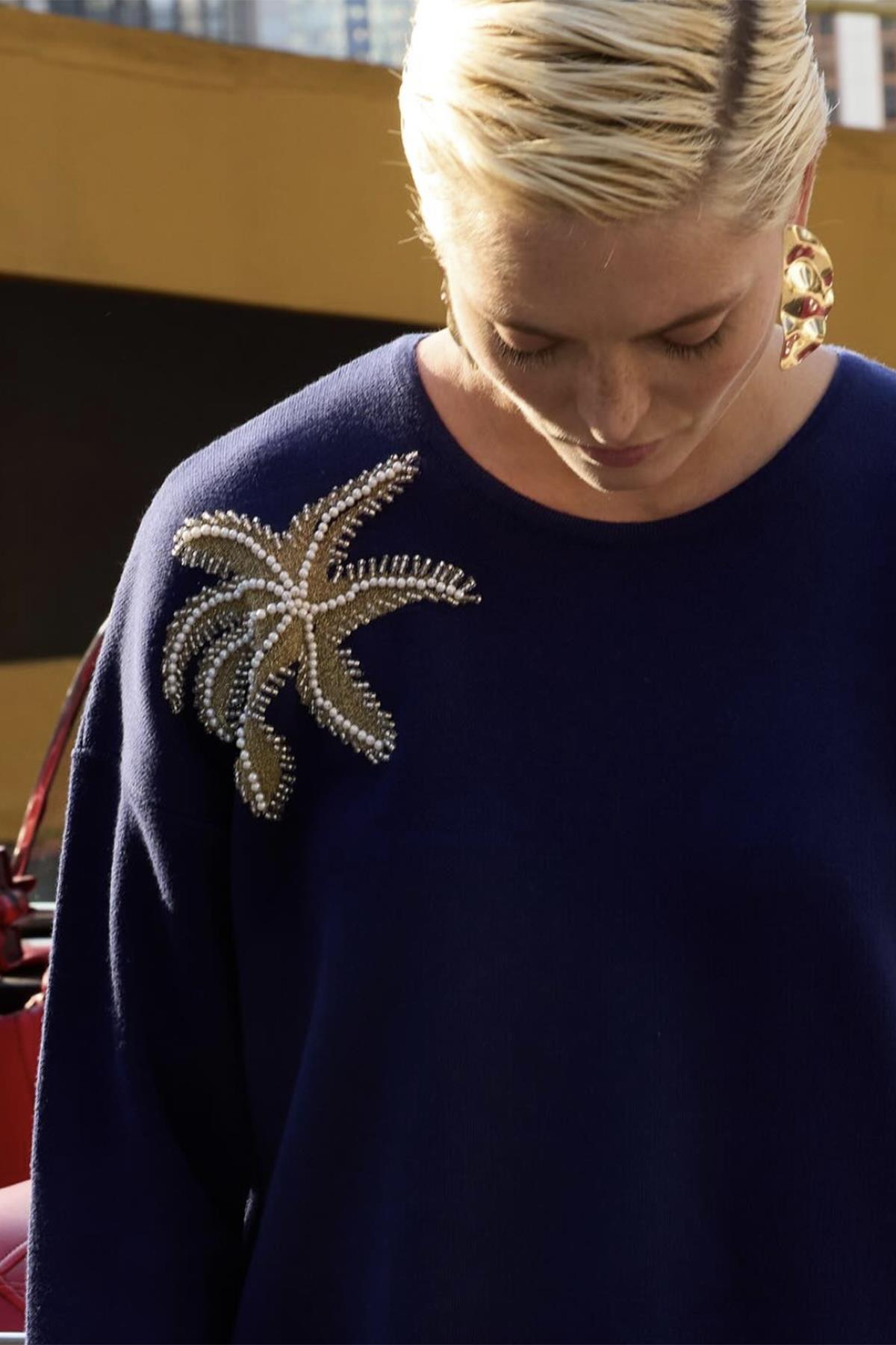 Missemramiss Flower Triko Kazak Tunik 4583 Lacivert