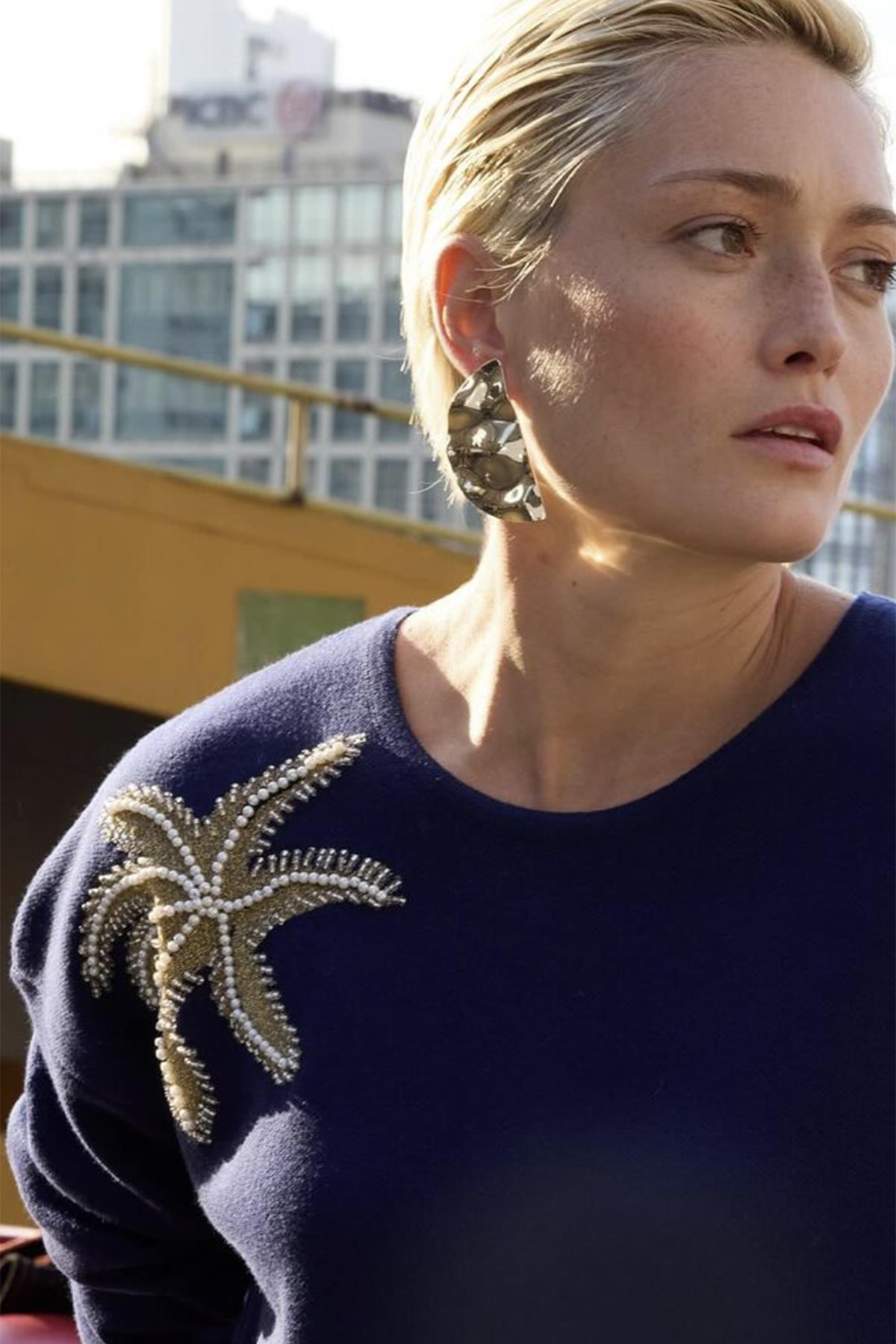 Missemramiss Flower Triko Kazak Tunik 4583 Lacivert