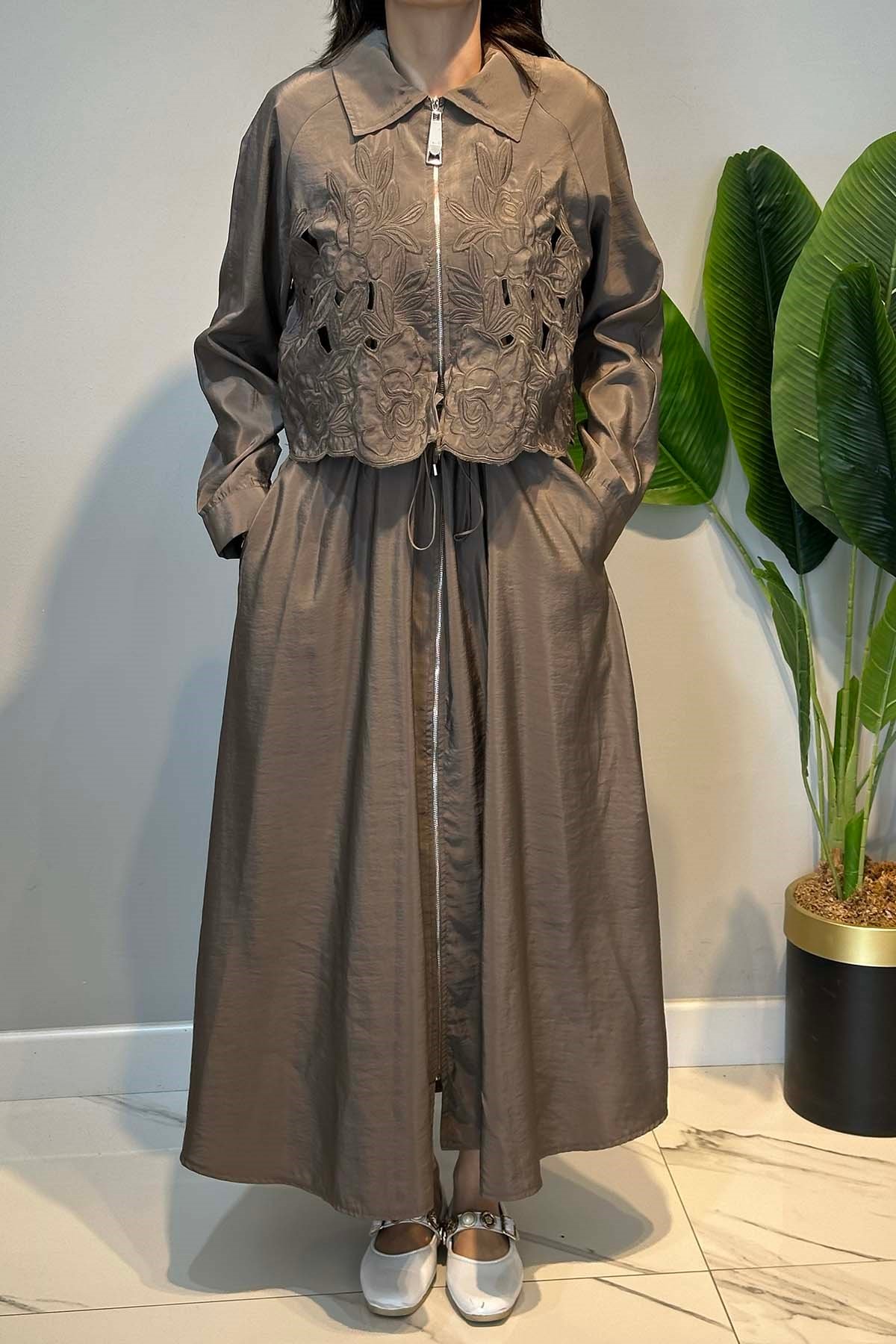 Missemramiss Grace Cut Elbise 5195 Açık Kahverengi