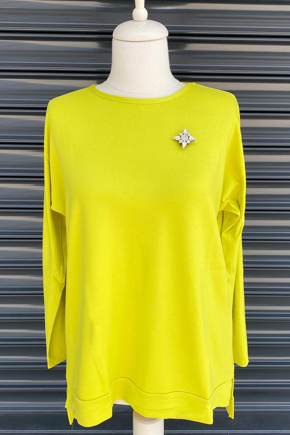 Missemramiss İpek Pamuk Bluz 3425 Asit Sarı