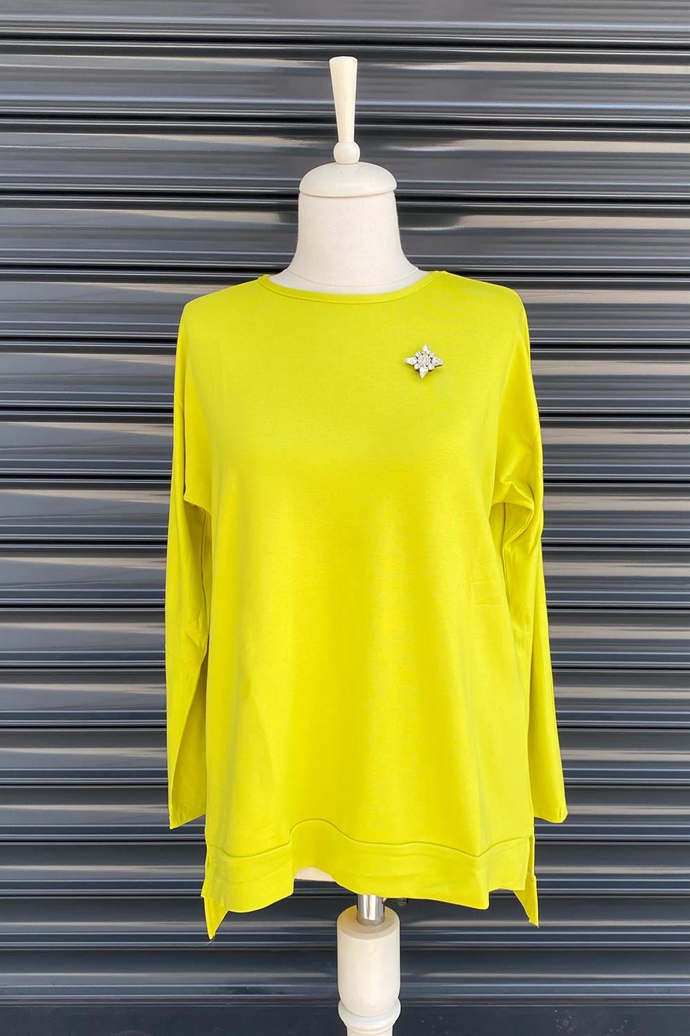 Missemramiss İpek Pamuk Bluz 3425 Asit Sarı