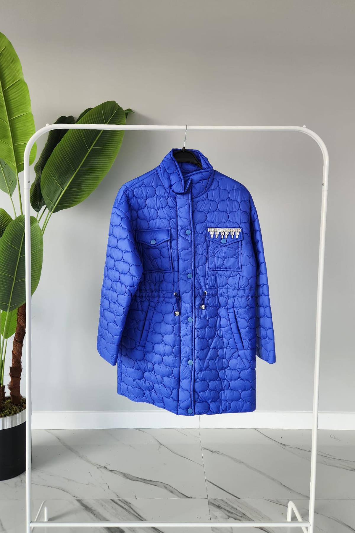 Missemramiss İşlemeli Casual Kapitone Mont 4142 İndigo