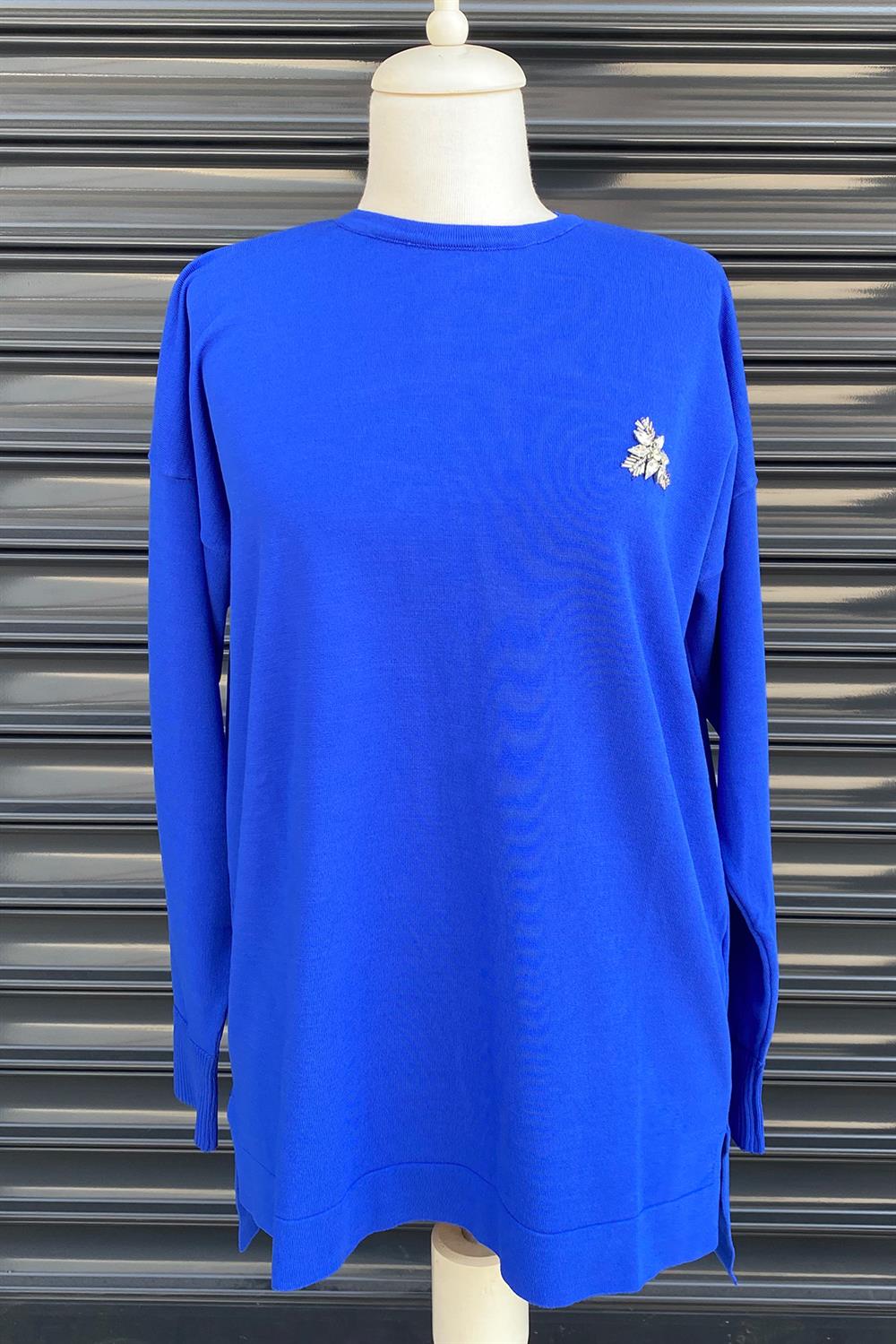 Missemramiss İşlemeli Triko Bluz 3749 Saks