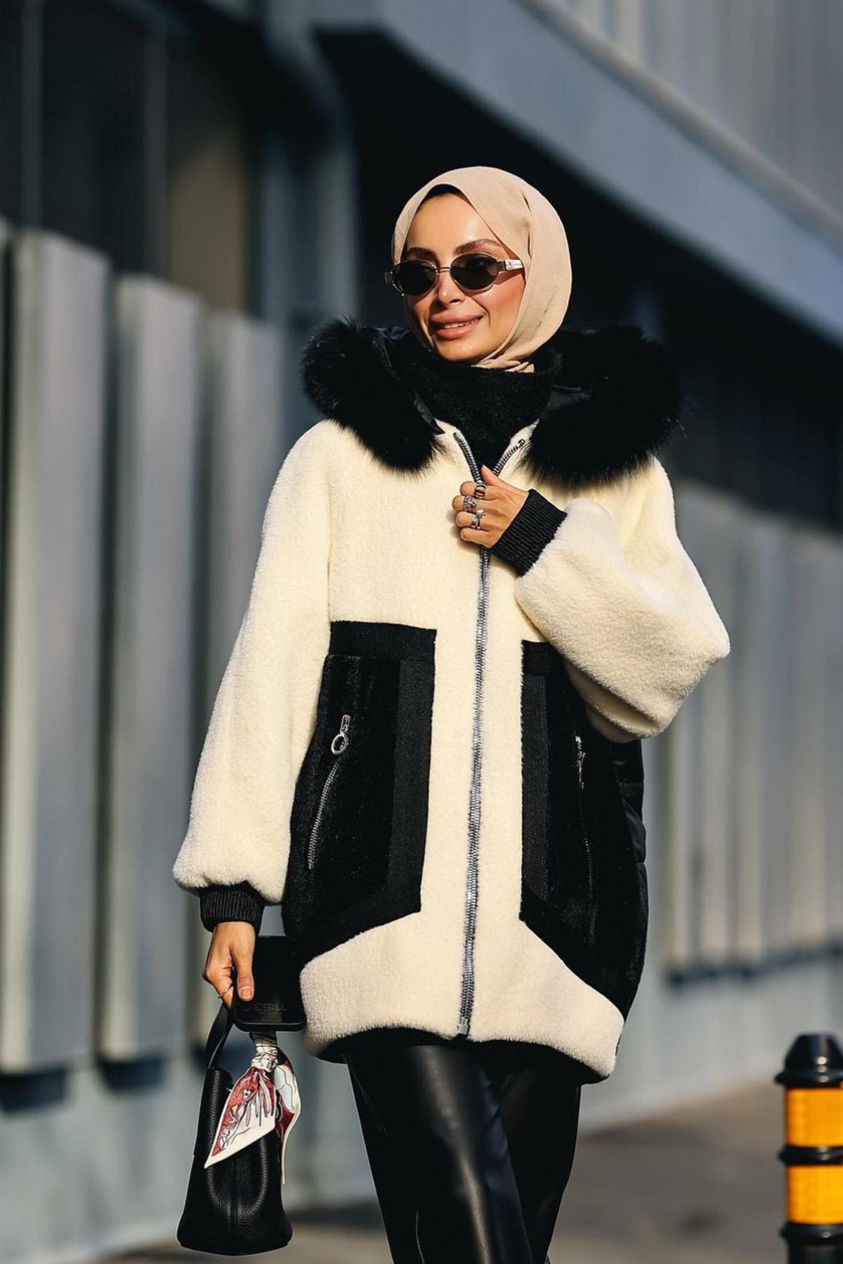 Missemramiss Kürklü Alkantre Mont 4143 Ekru