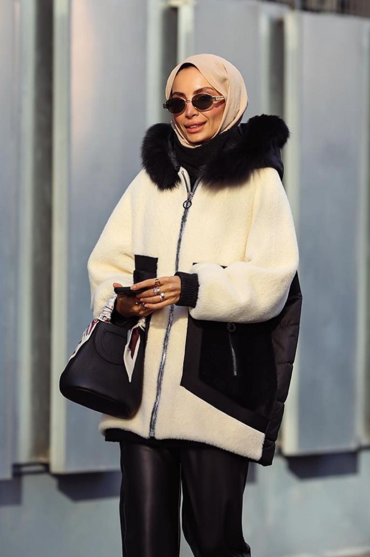 Missemramiss Kürklü Alkantre Mont 4143 Ekru