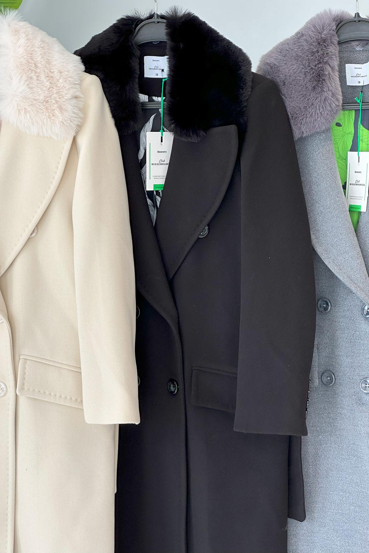 Missemramiss Lady Kürklü Kaşe Kaban 4103 Gri